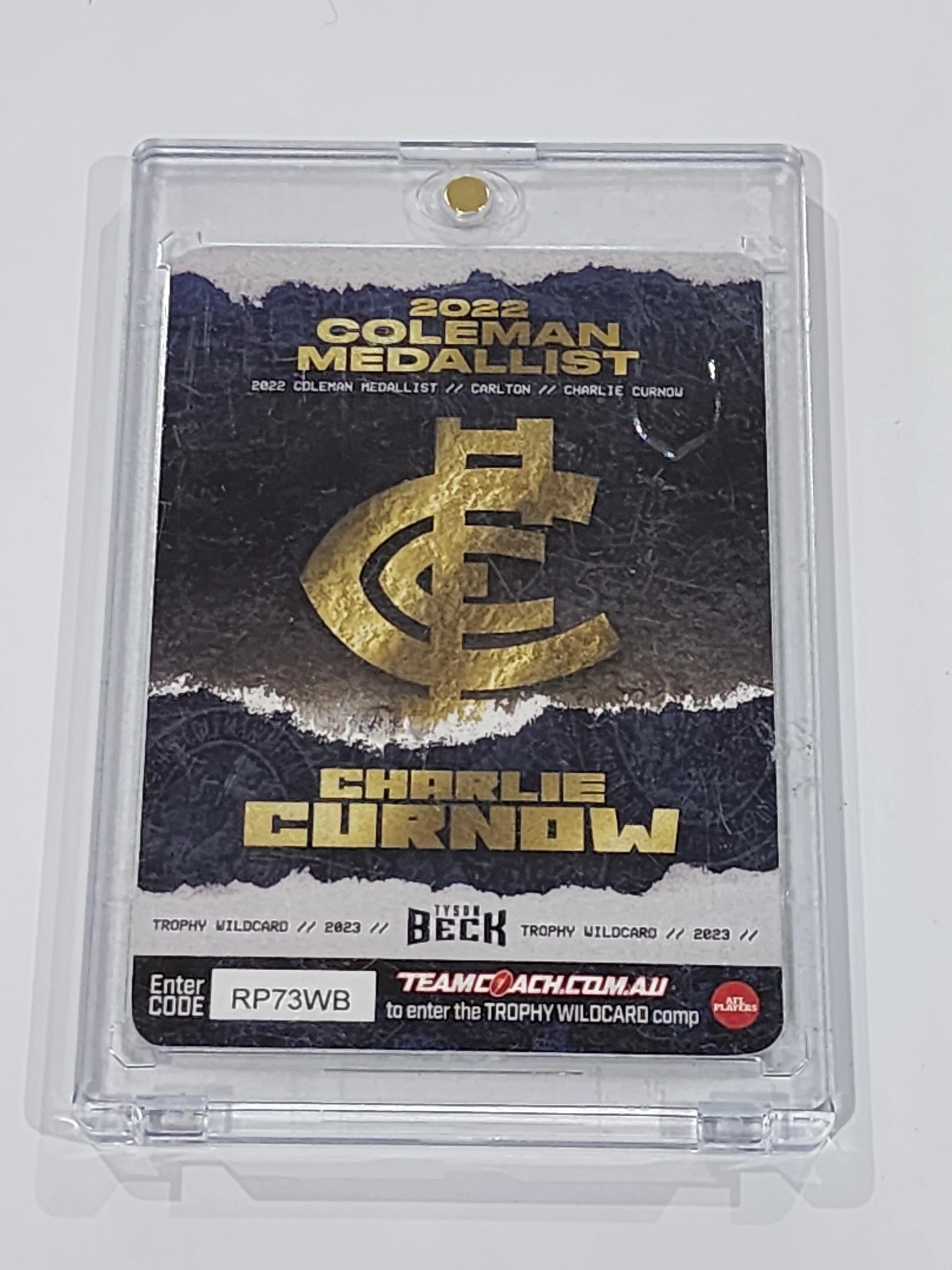 2023 AFL Teamcoach Gold Trophy Wildcard Coleman Medallist Charlie Curnow TW-01 - Image 2