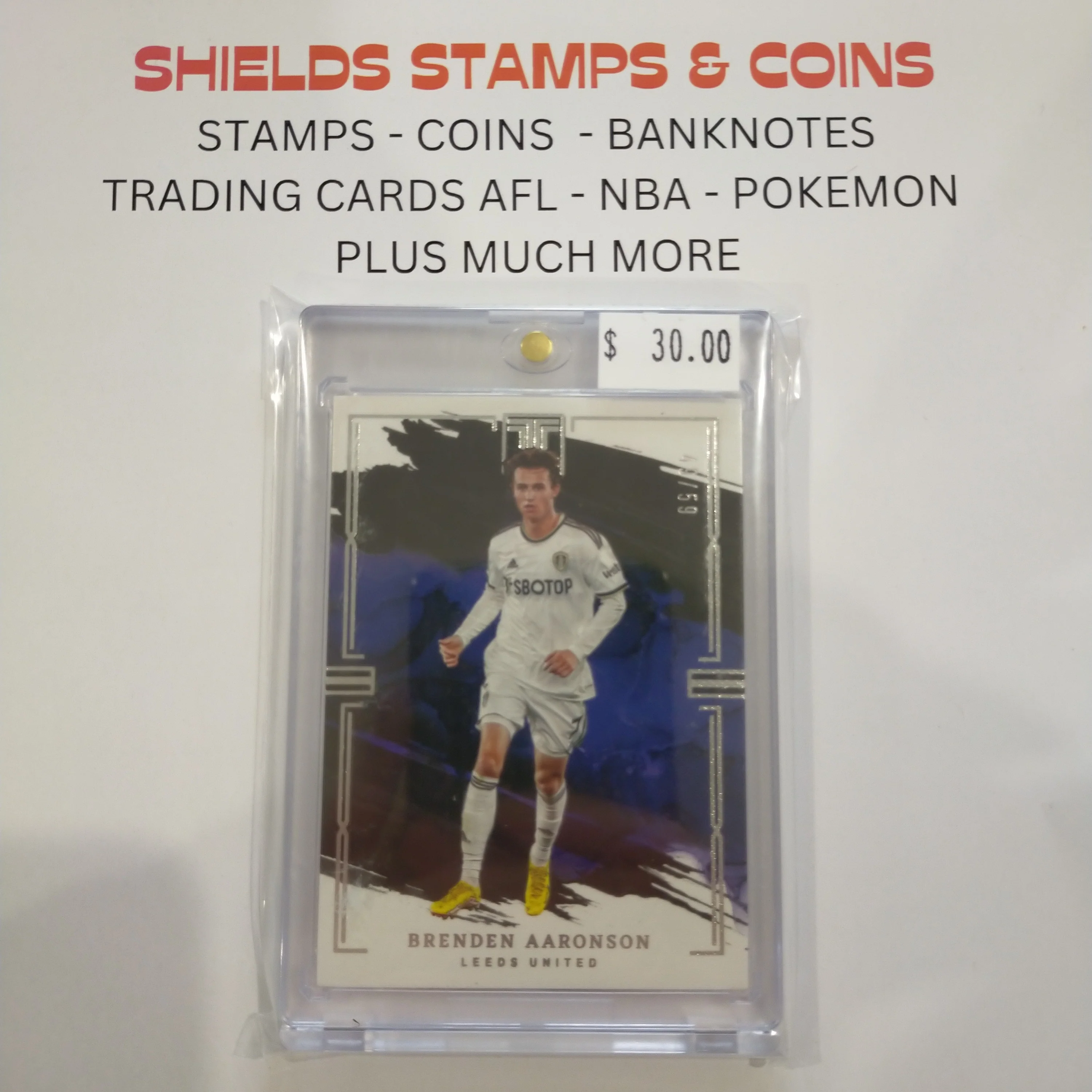 2023 Panini Impeccable Premier League Soccer Brenden Aaronson Leeds United 49/59