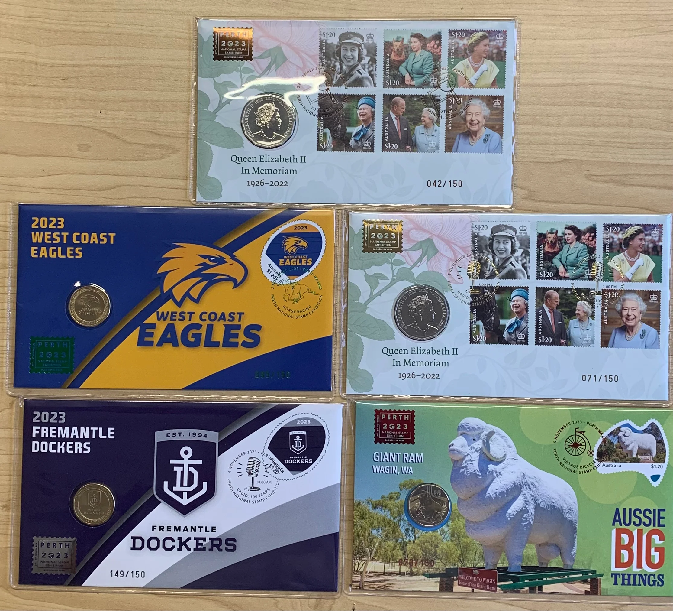2023 Perth Stamp National Stamp Exhibition limited edition set of 5 PNCs