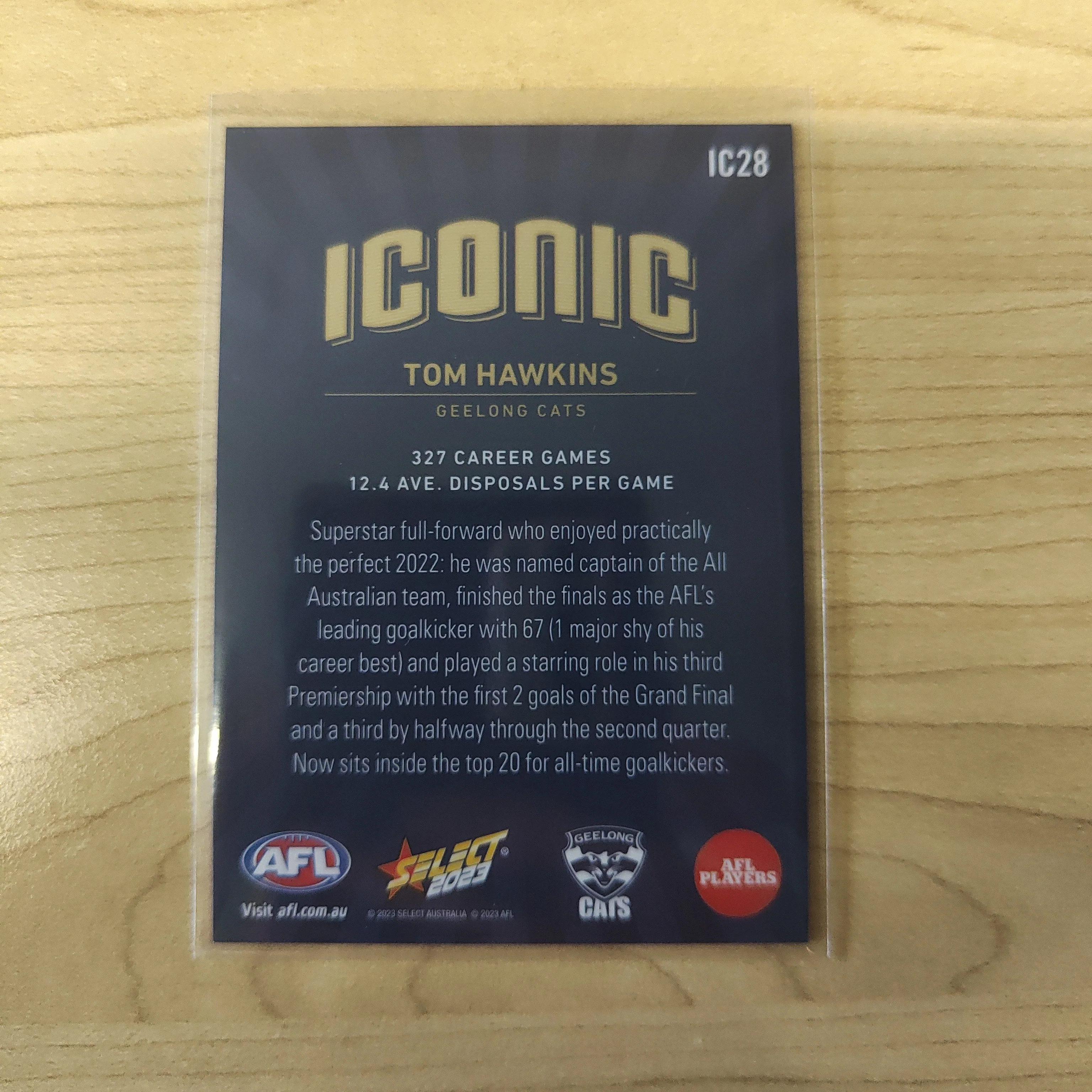 2023 Select AFL Footy Stars Iconic Tom Hawkins Geelong 23/70 - Image 2