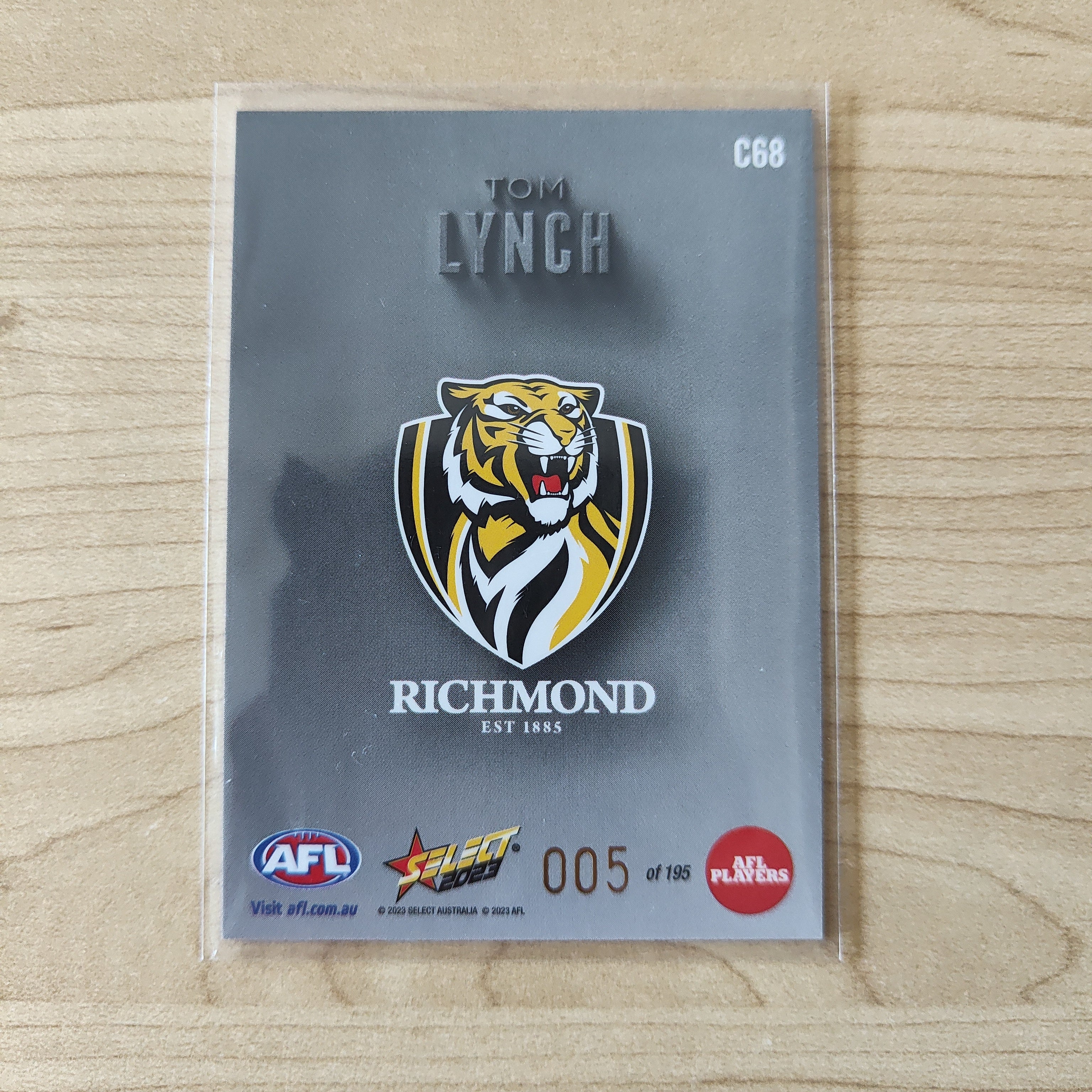 2023 Select Footy Stars Carbon Tom Lynch Richmond LOW NUMBER 005/195 - Image 2