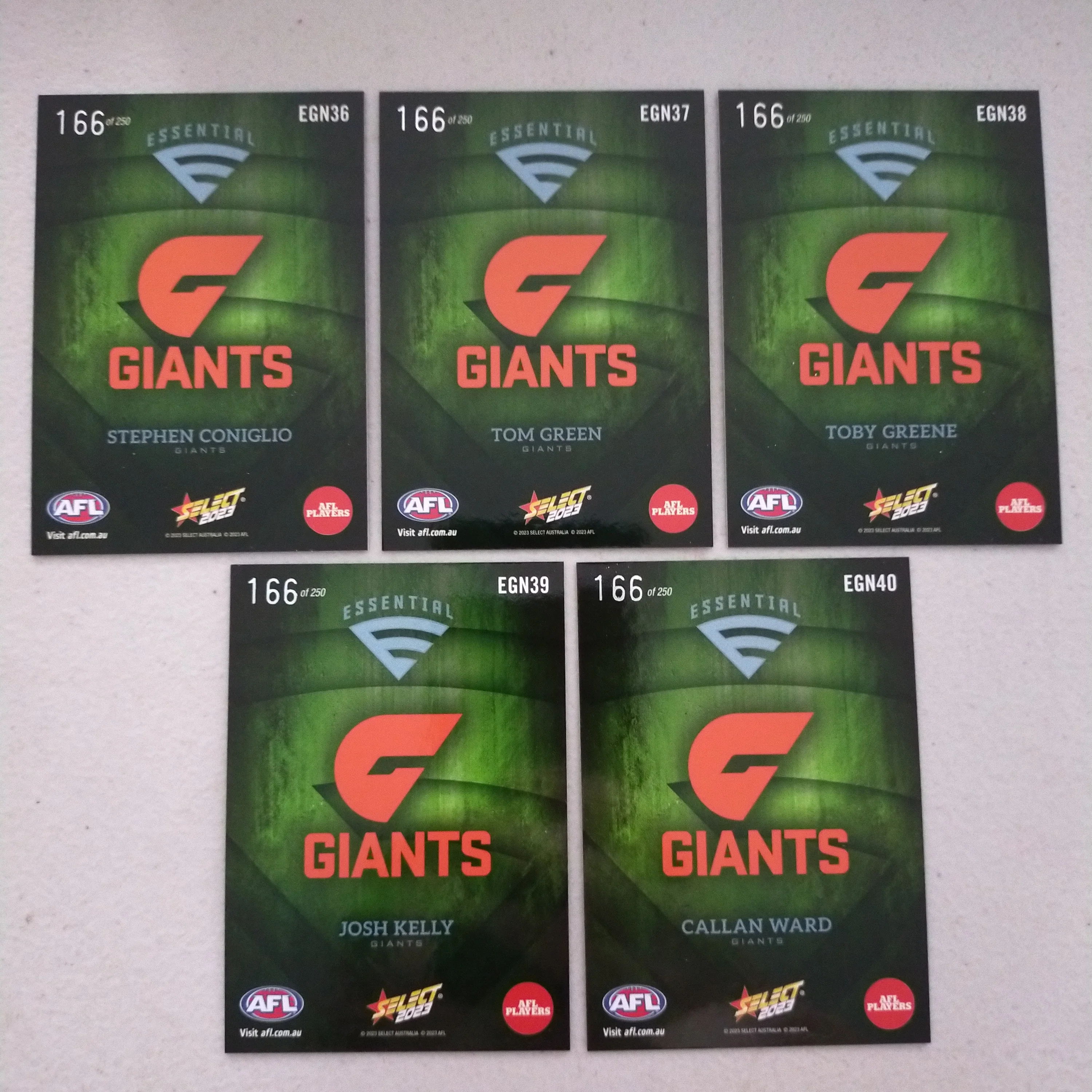 2023 Select Footy Stars Green Essential Team Set GWS 166/250 - Image 2