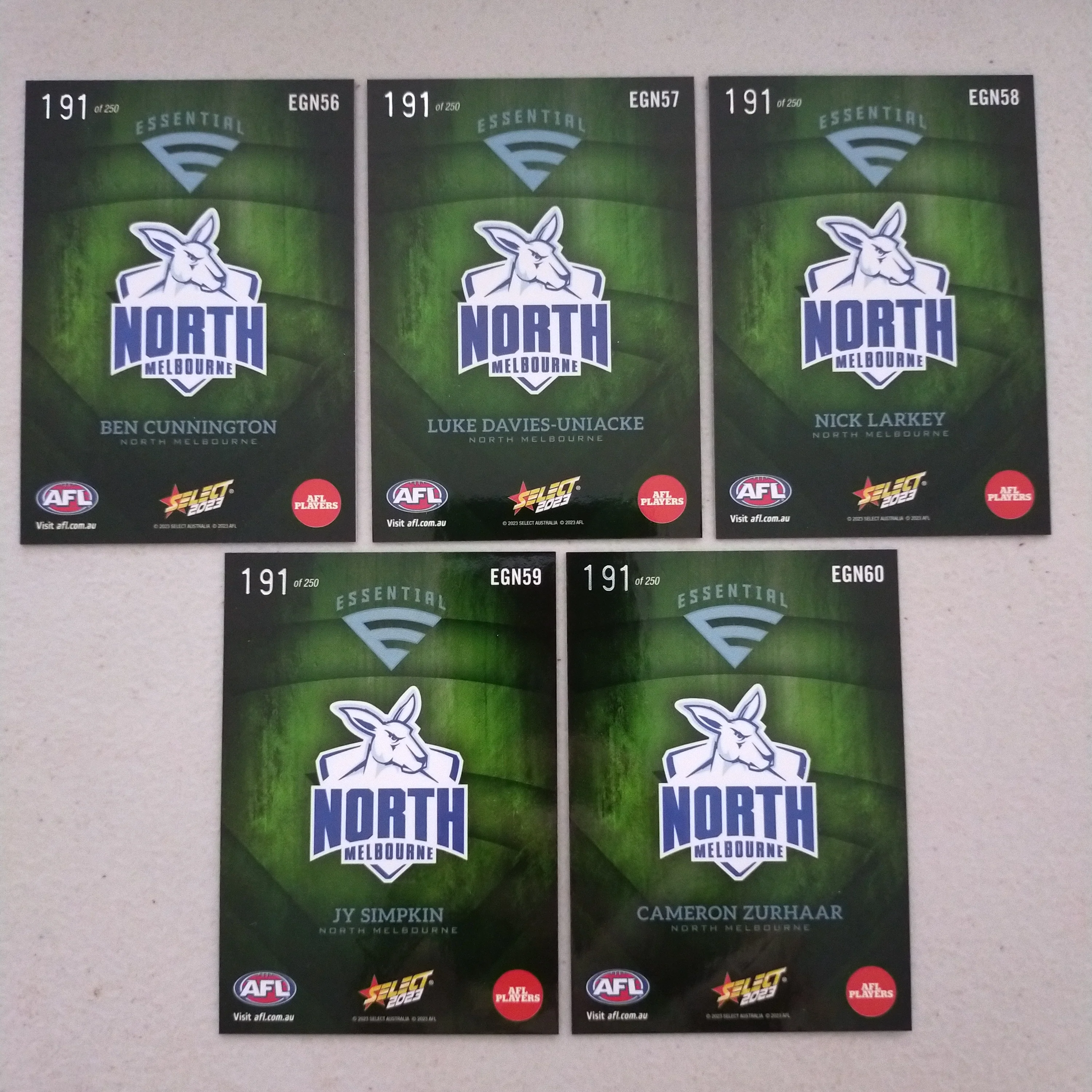 2023 Select Footy Stars Green Essential Team Set North Melbourne 191/250 - Image 2