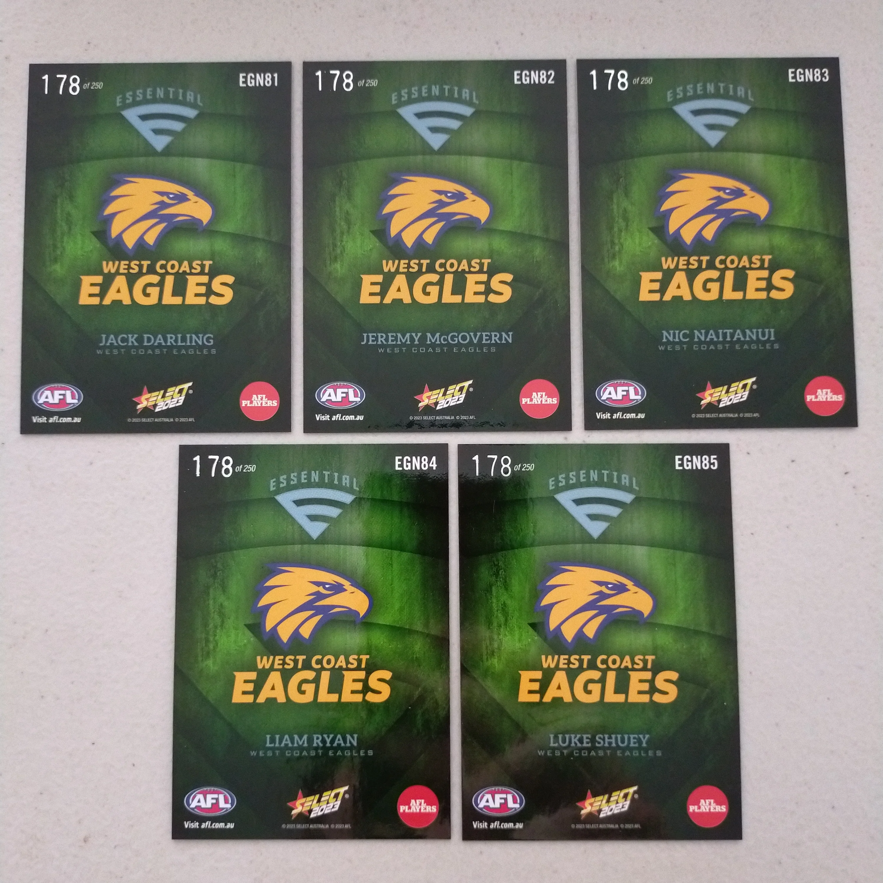 2023 Select Footy Stars Green Essential Team Set West Coast 178/250 - Image 2