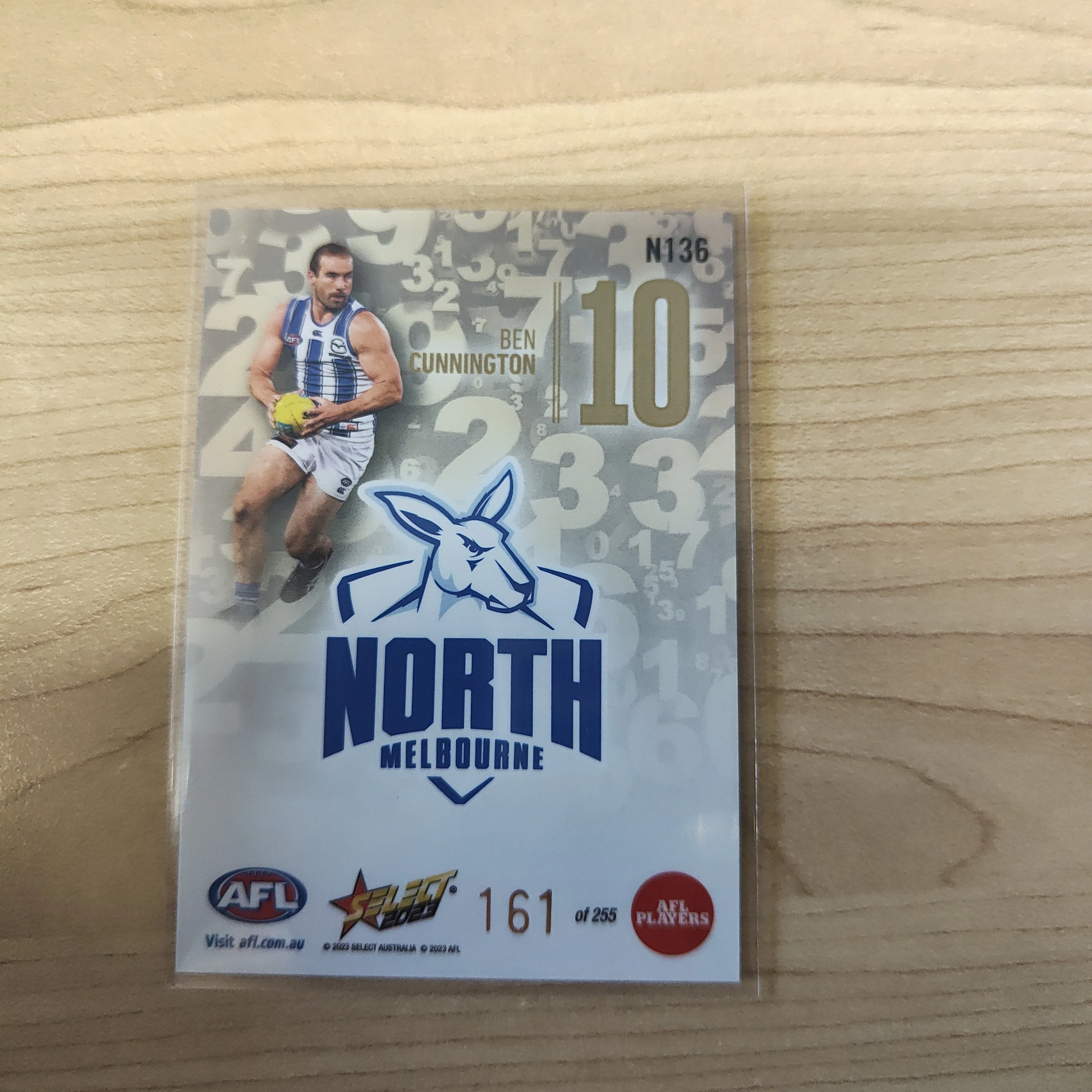 2023 Select Footy Stars Numbers Ben Cunnington North Melbourne 161/255 - Image 2