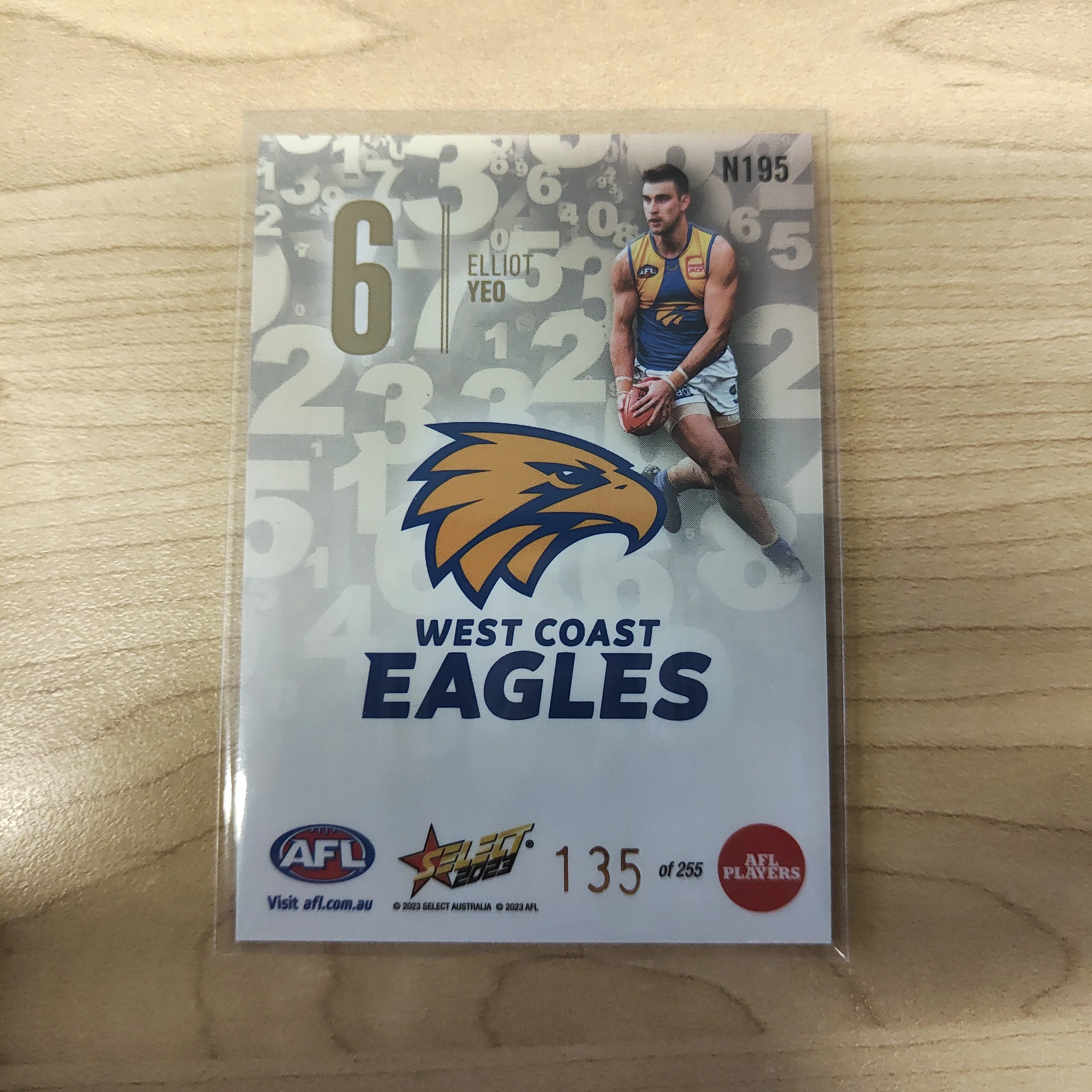 2023 Select Footy Stars Numbers Elliot Yeo West Coast 135/255 - Image 2