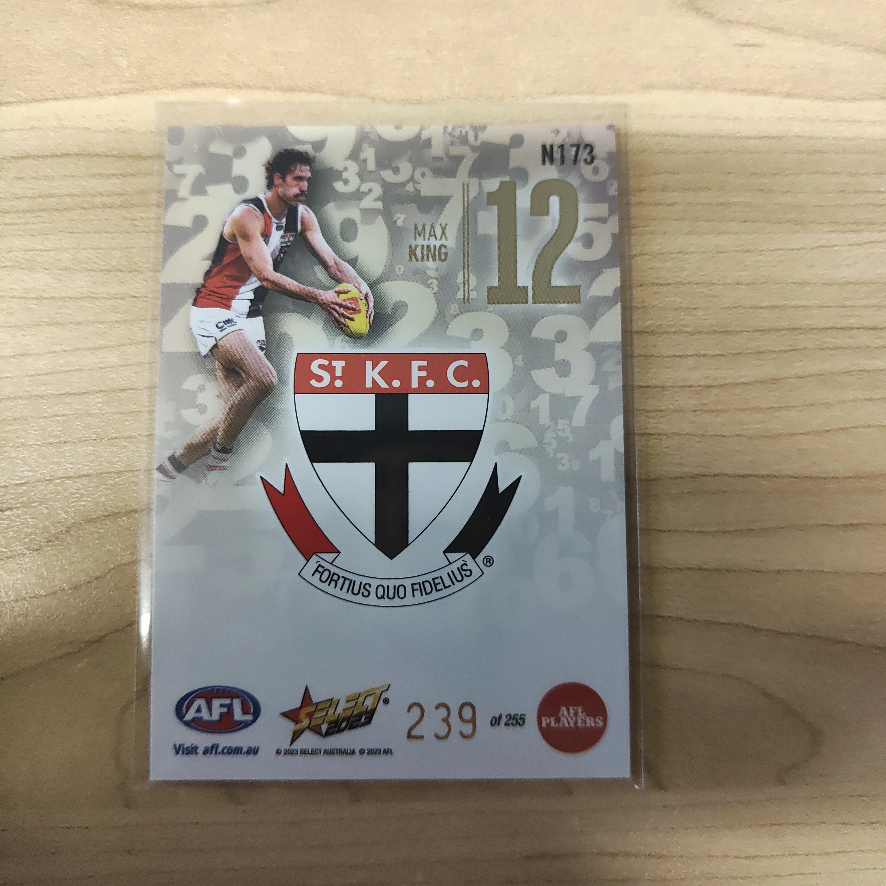 2023 Select Footy Stars Numbers Max King St Kilda 239/255 - Image 2