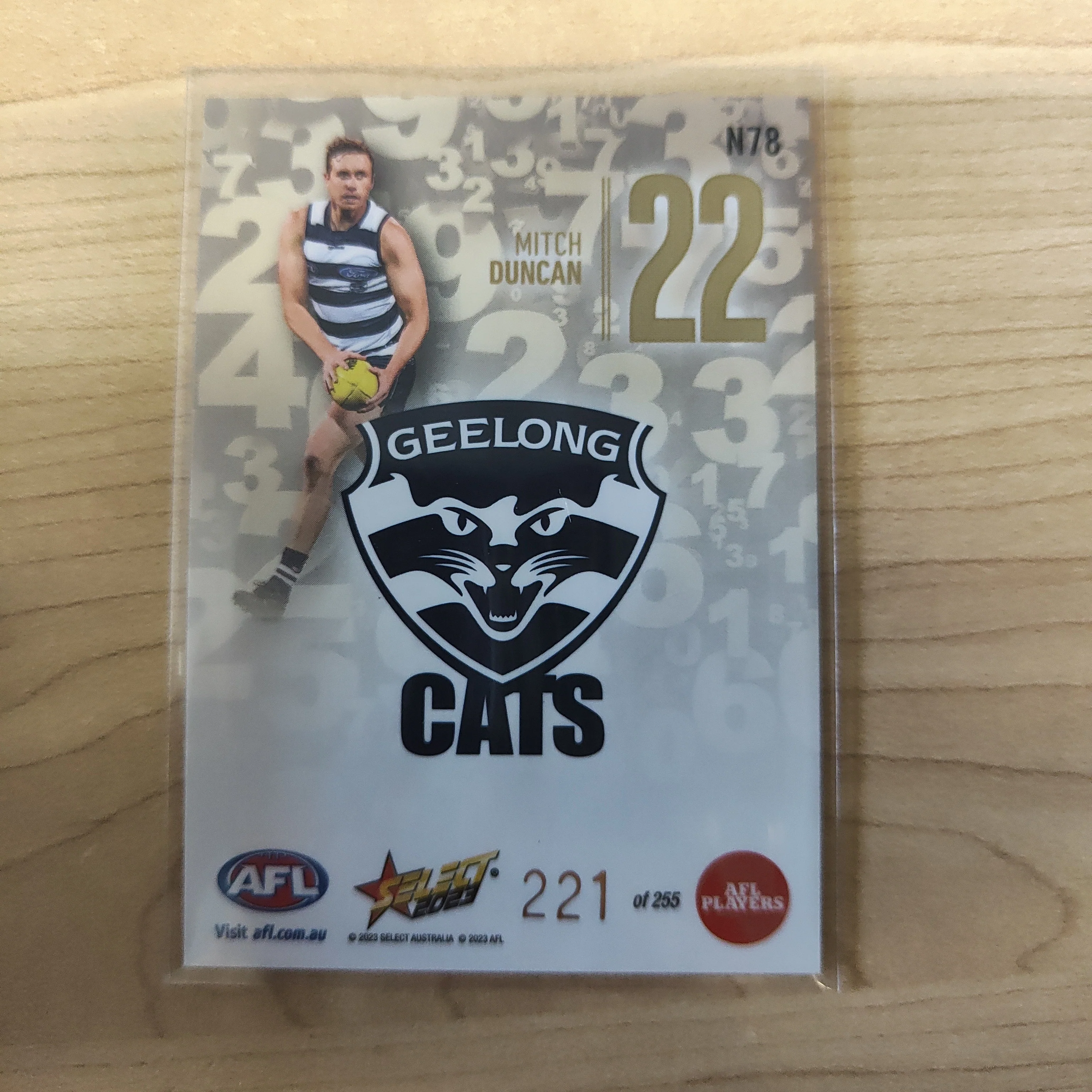 2023 Select Footy Stars Numbers Mitch Duncan Geelong 221/255 - Image 2
