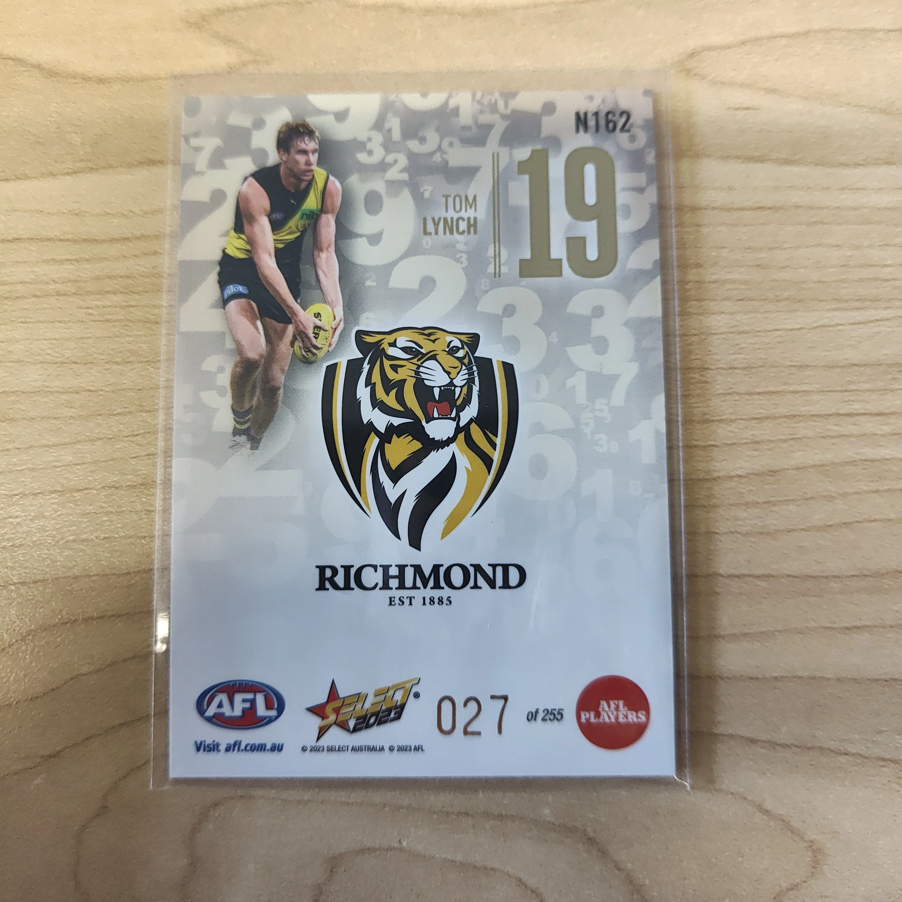 2023 Select Footy Stars Numbers Tom Lynch Richmond 027/255 - Image 2