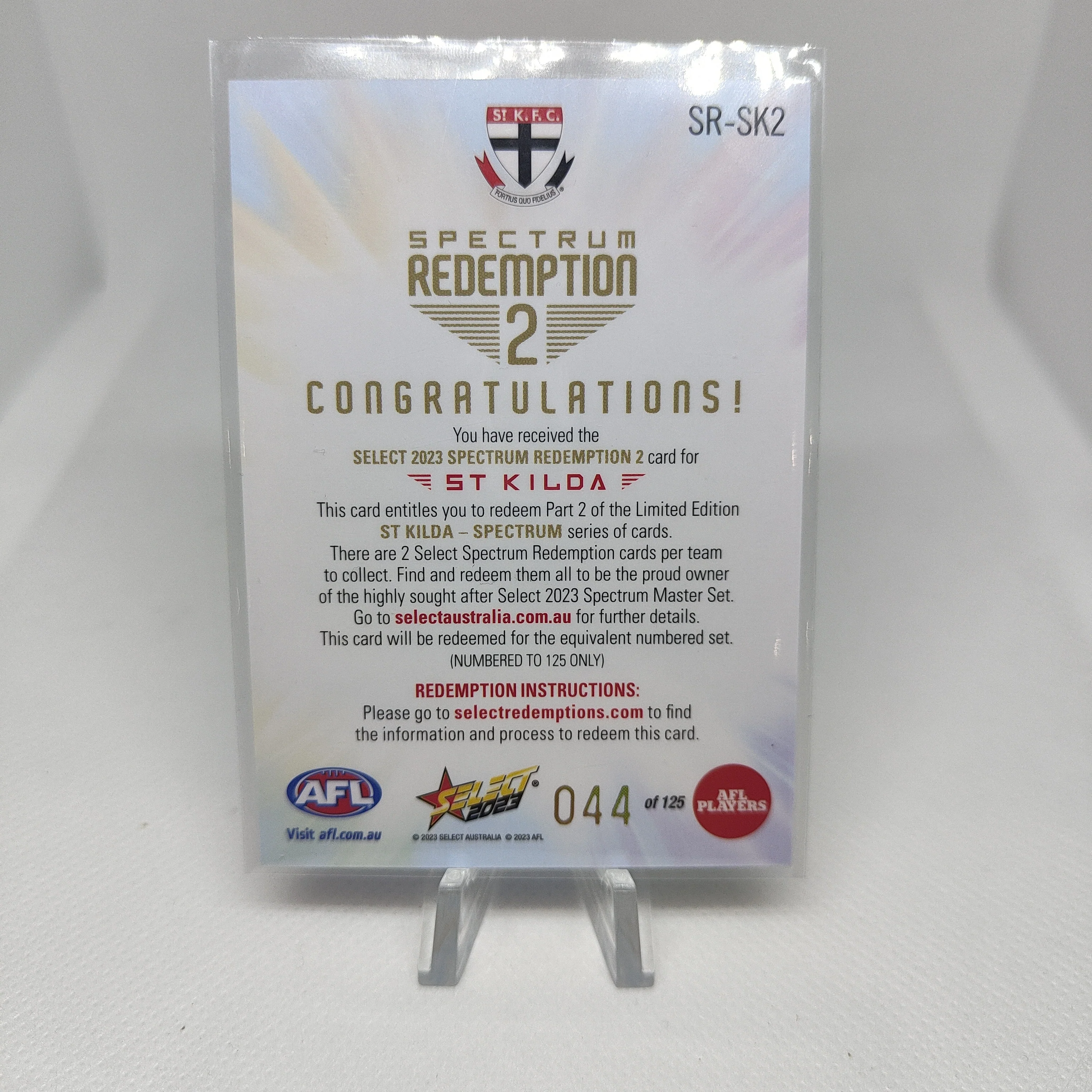 2023 Select Footy Stars Spectrum Redemption 2 St Kilda 044/125 - Image 2