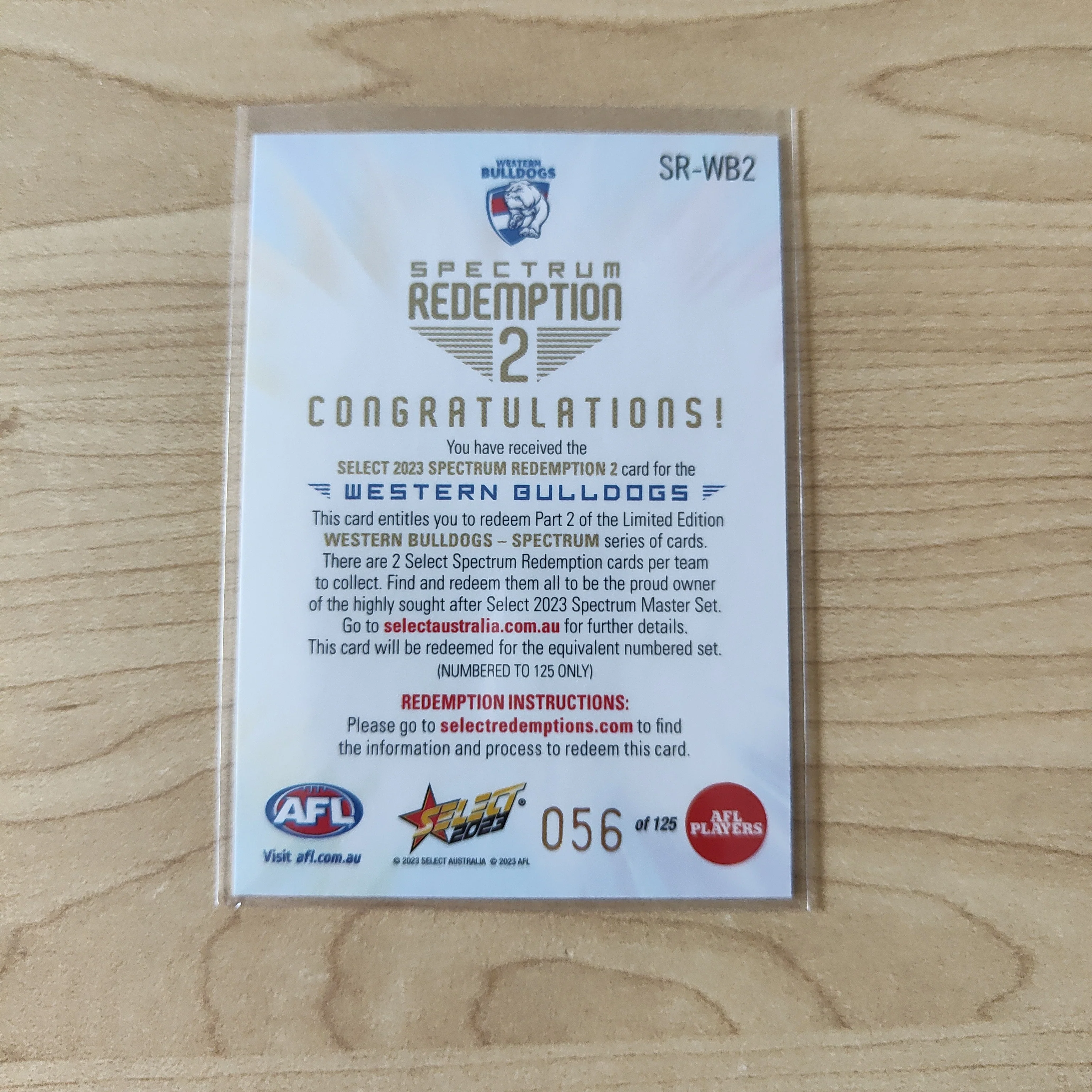 2023 Select Footy Stars Spectrum Redemption 2 Western Bulldogs 056/125 - Image 2