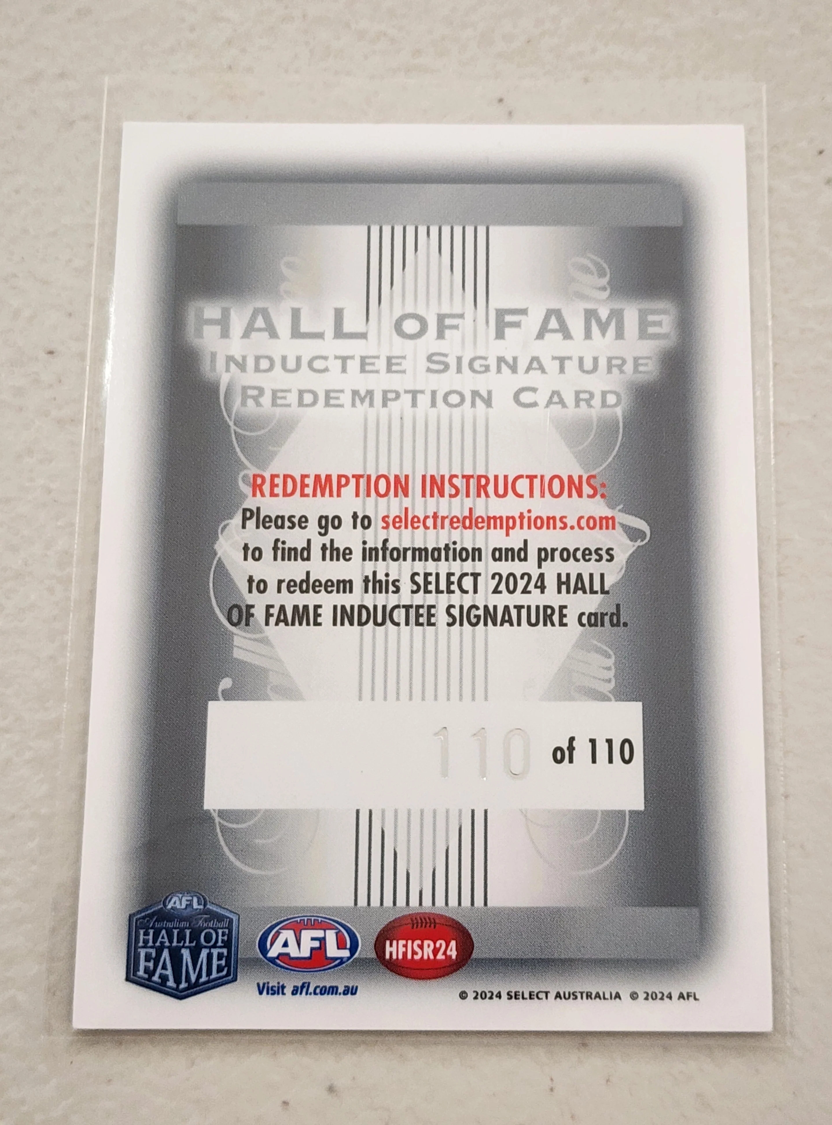 2024 AFL Select Hall Of Fame Inductee Signature Redemption Gavin Wanganeen 110/110 HFISR24 - Image 2