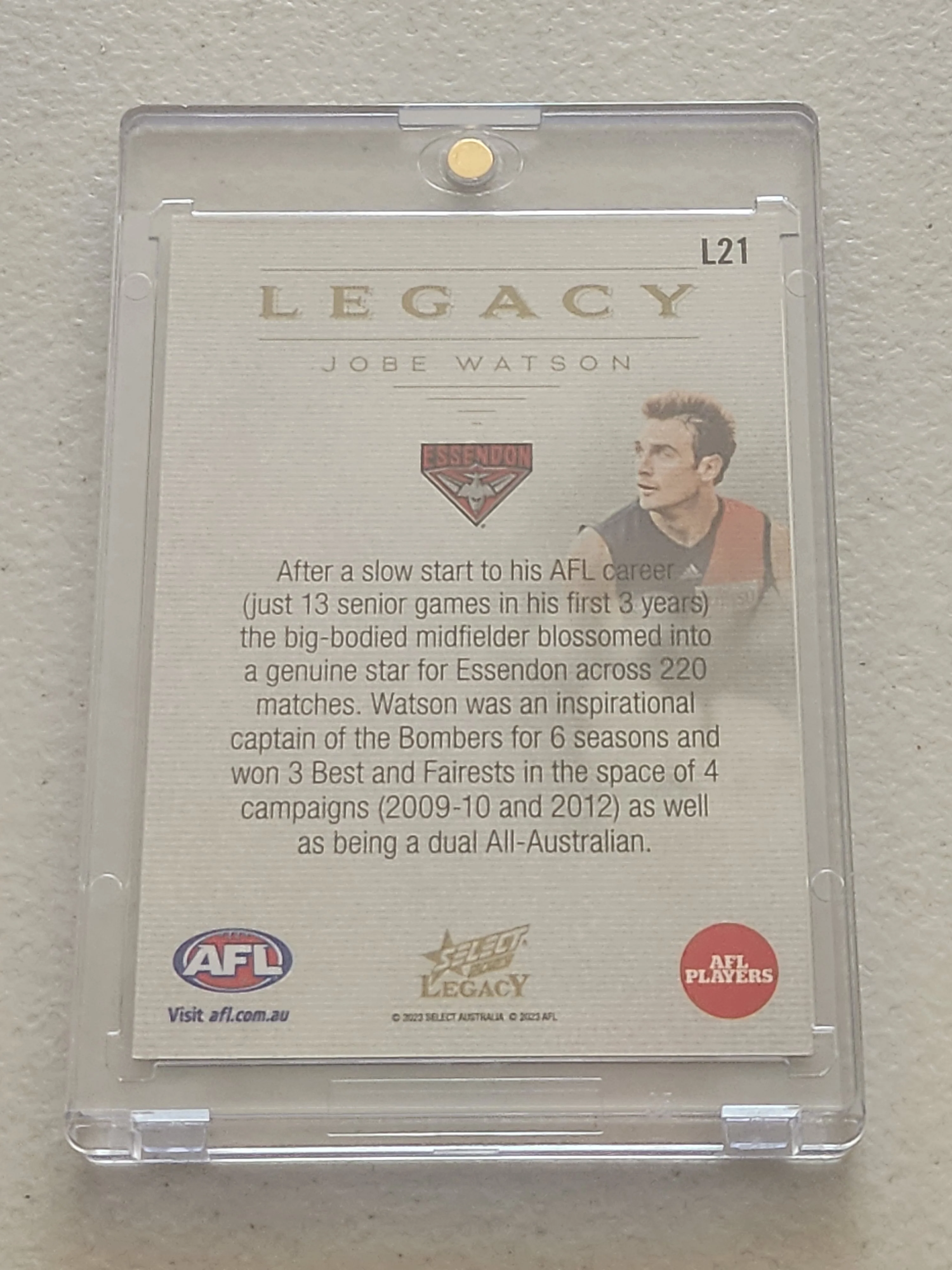 2024 AFL Select Legacy Jobe Watson Essendon L21 28/35 - Image 2
