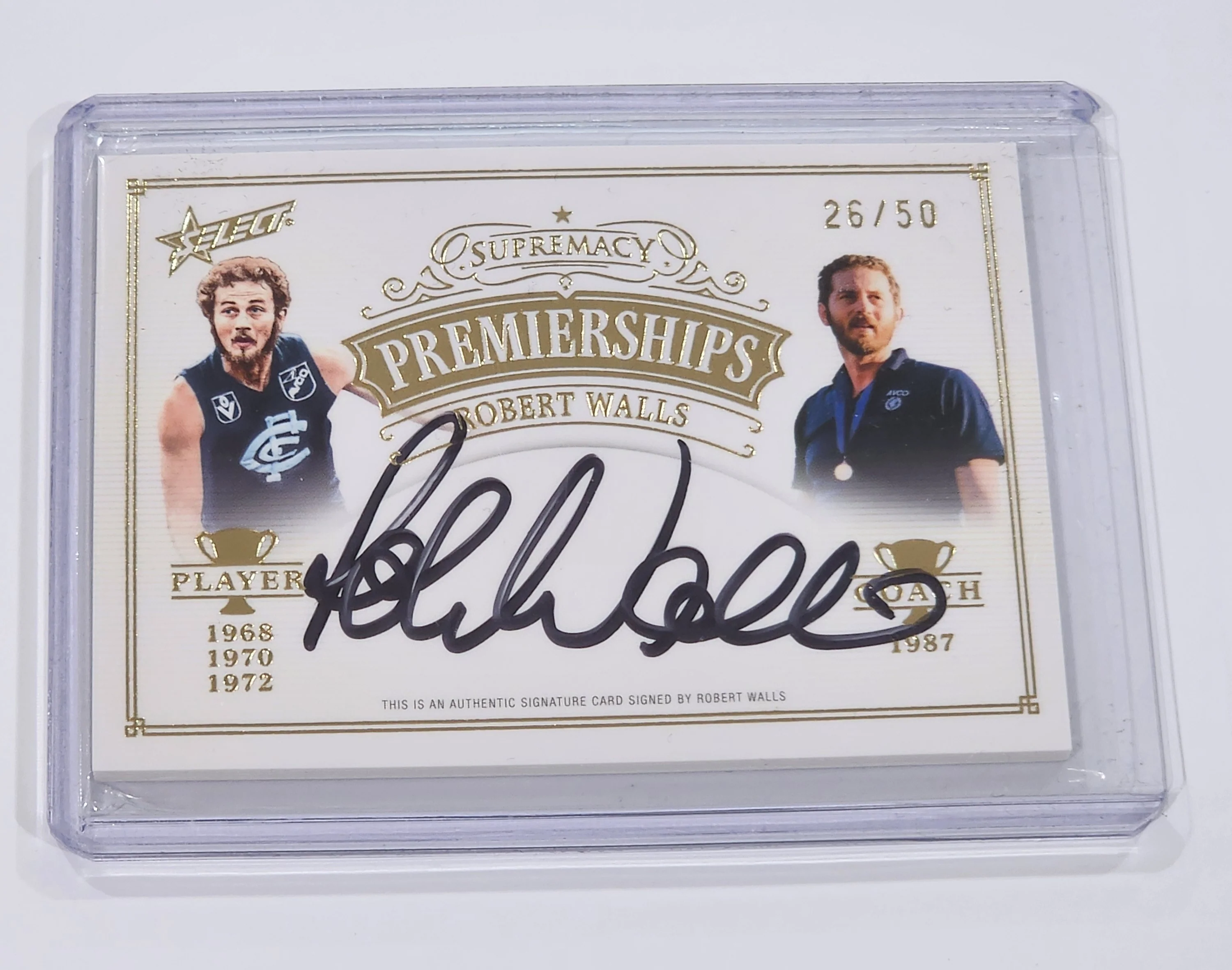 2024 AFL Select Supremacy Premierships Robert Walls Signature Carlton 26/50