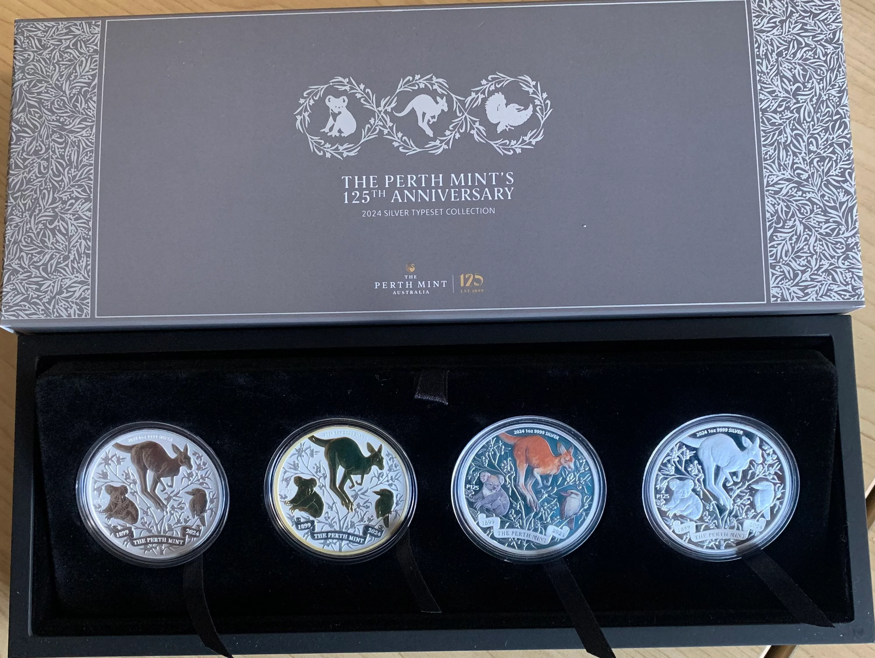 Australia 2024 $1 Perth Mint 125th Anniversary. Set of 4 One Ounce Silver Proof Coins