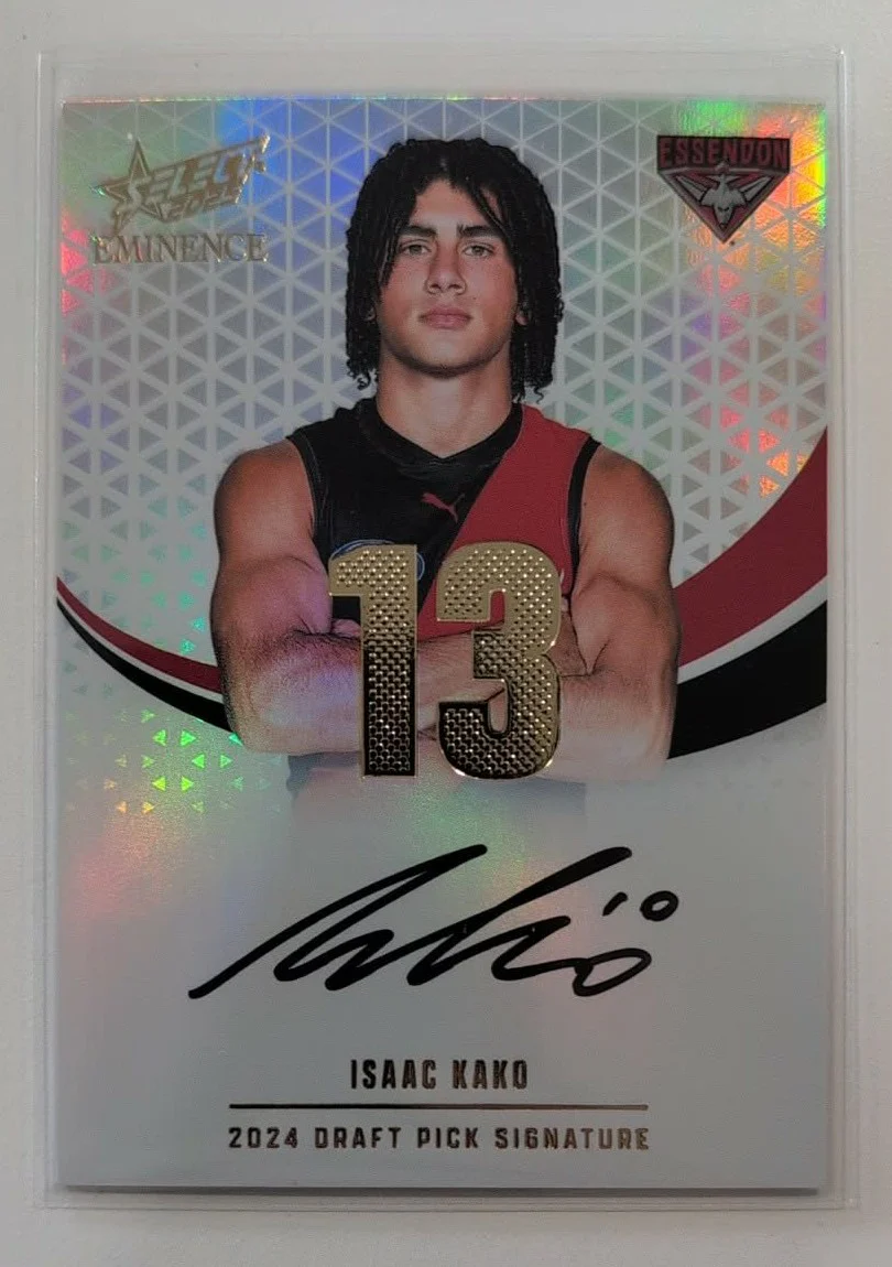 2025 AFL Select Eminence Draft Pick Signature Gold Issac Kako Essendon 6/90