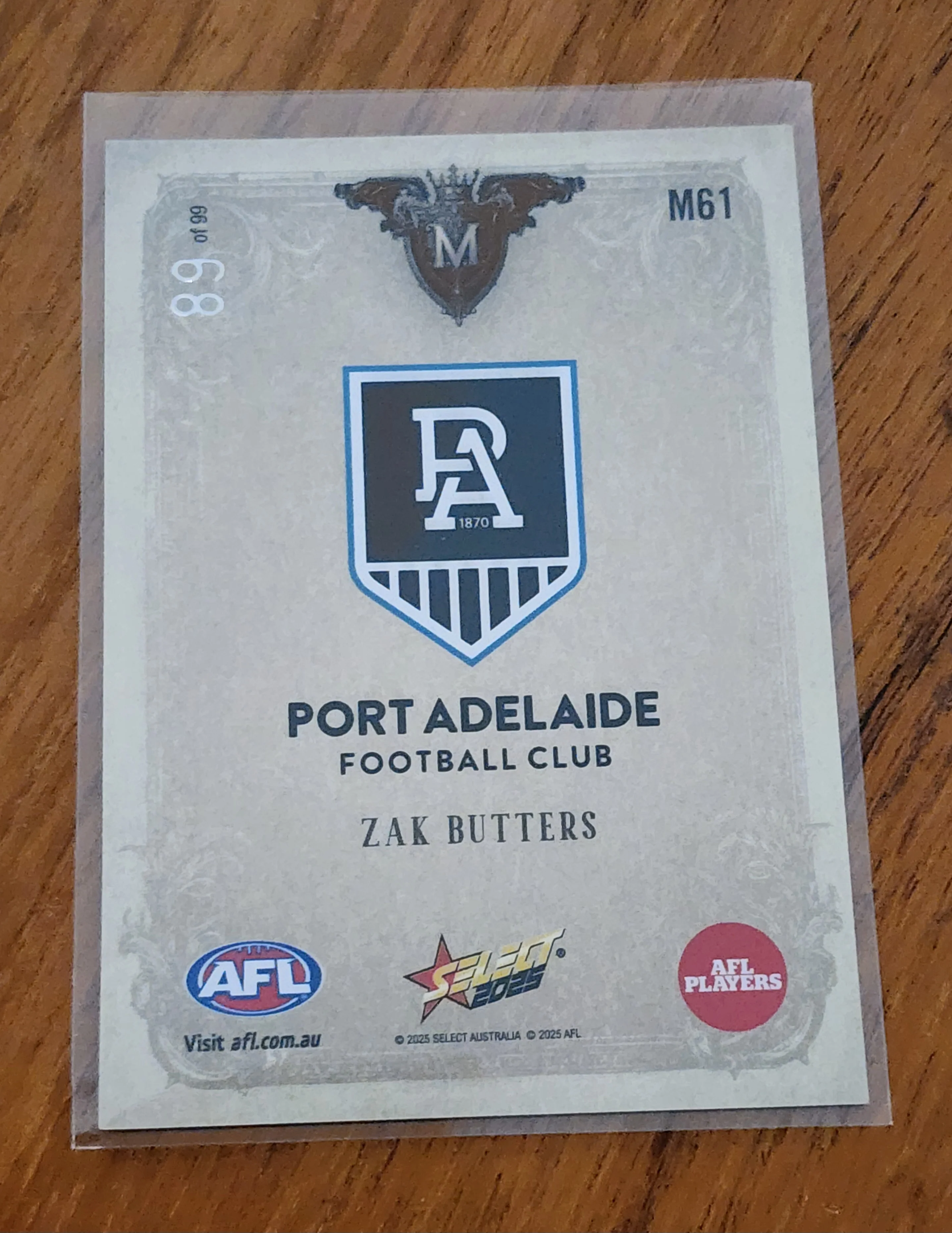 2025 AFL Select Hobby Footy Stars Majestic Zak Butters Port Adelaide 89/99 M61 - Image 2