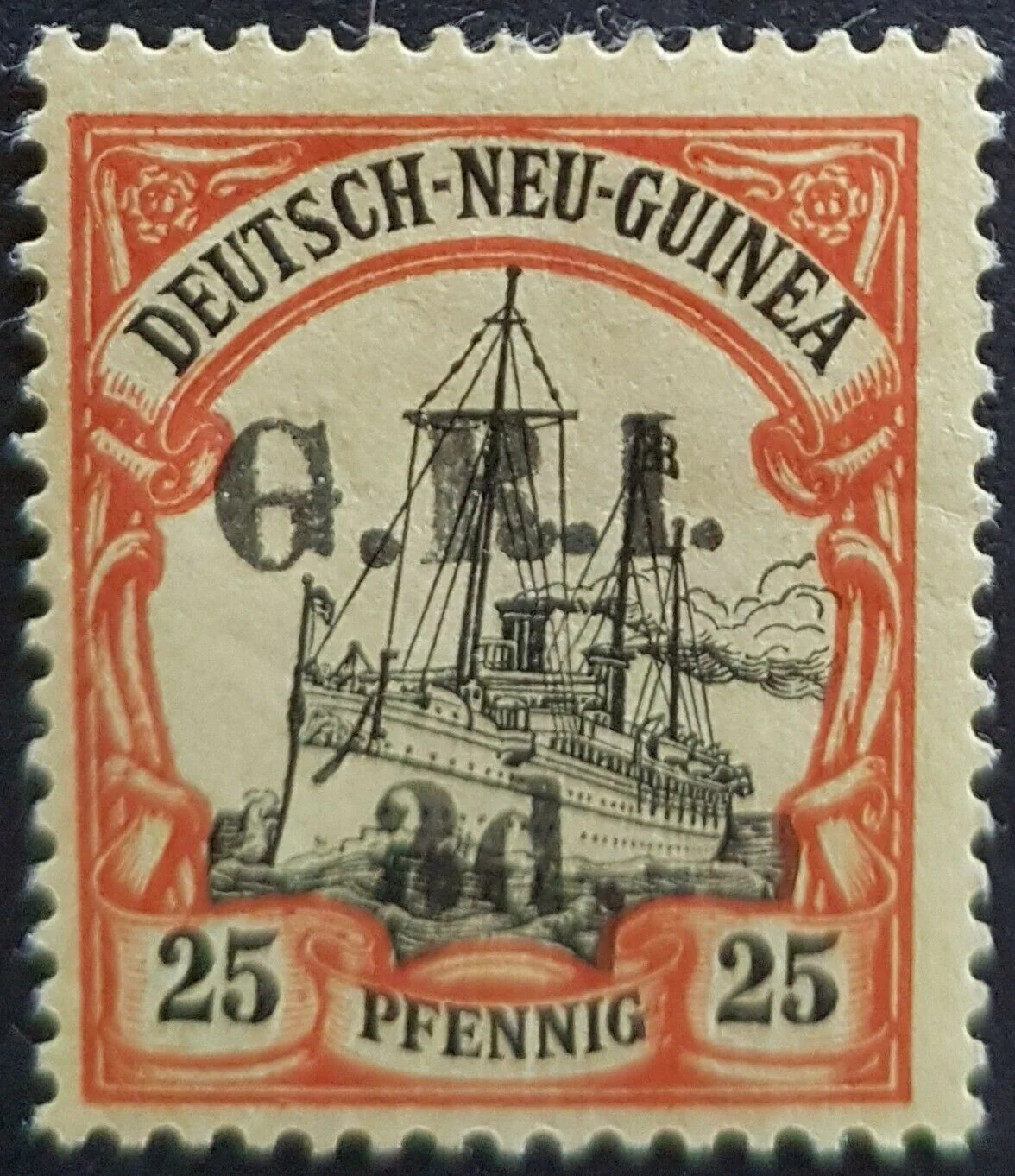 3d GRI on 25pf German New Guinea SG 22 Mint