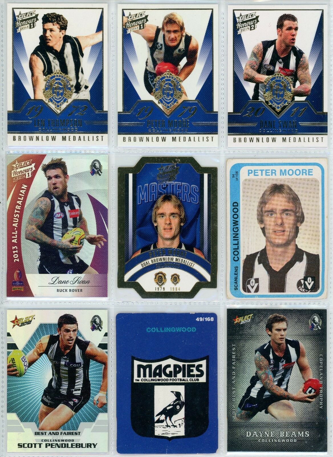 AFL Football Cards - Collingwood x 9