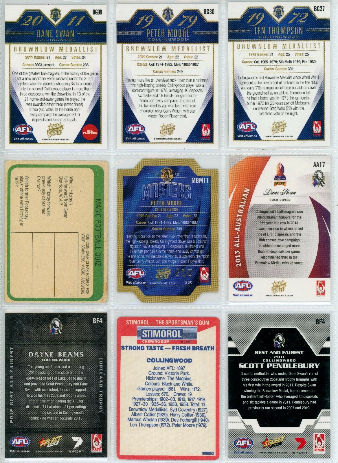 AFL Football Cards - Collingwood x 9 - Image 2