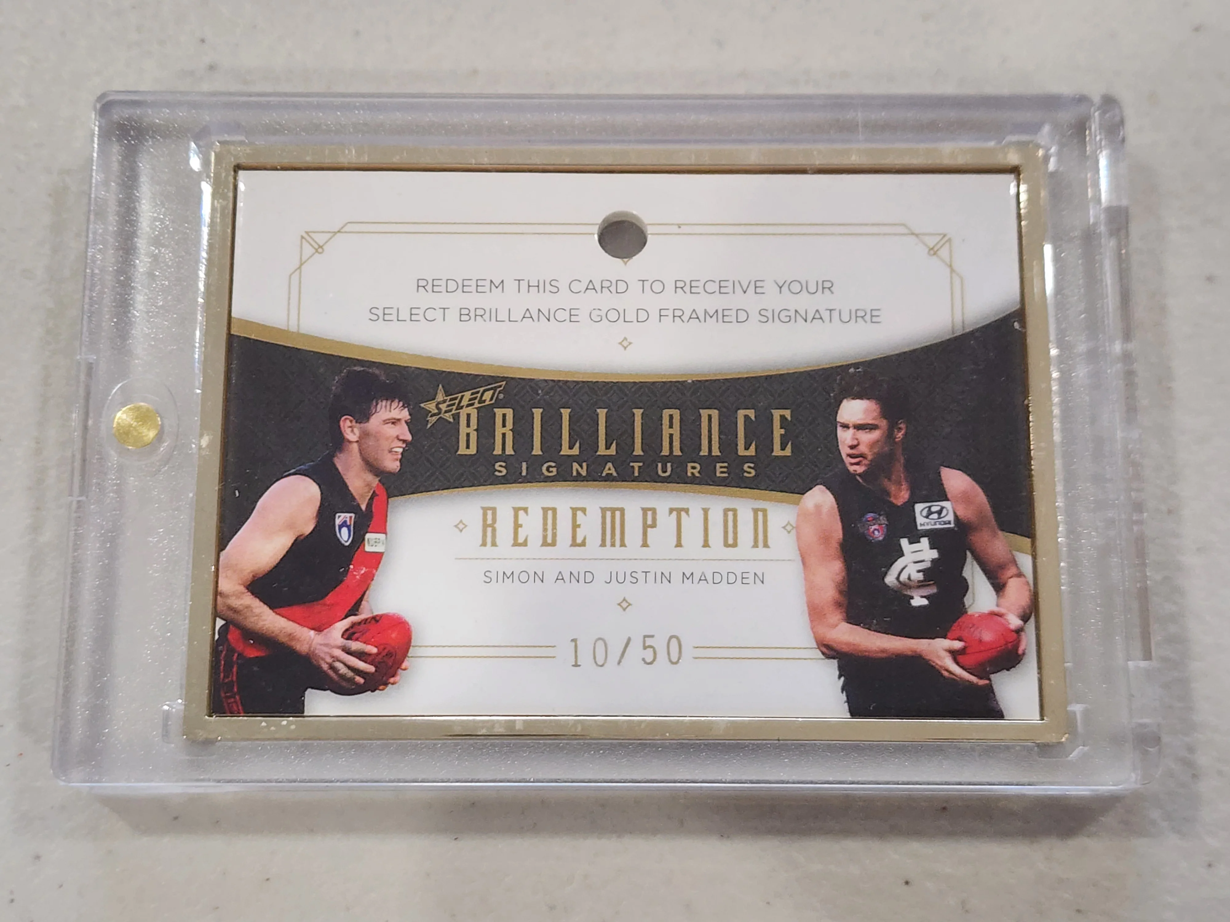 AFL Select Brilliance Dual Signature Justin and Simon Madden Carlton  and Essendon JM-SM 10/50 - Image 3