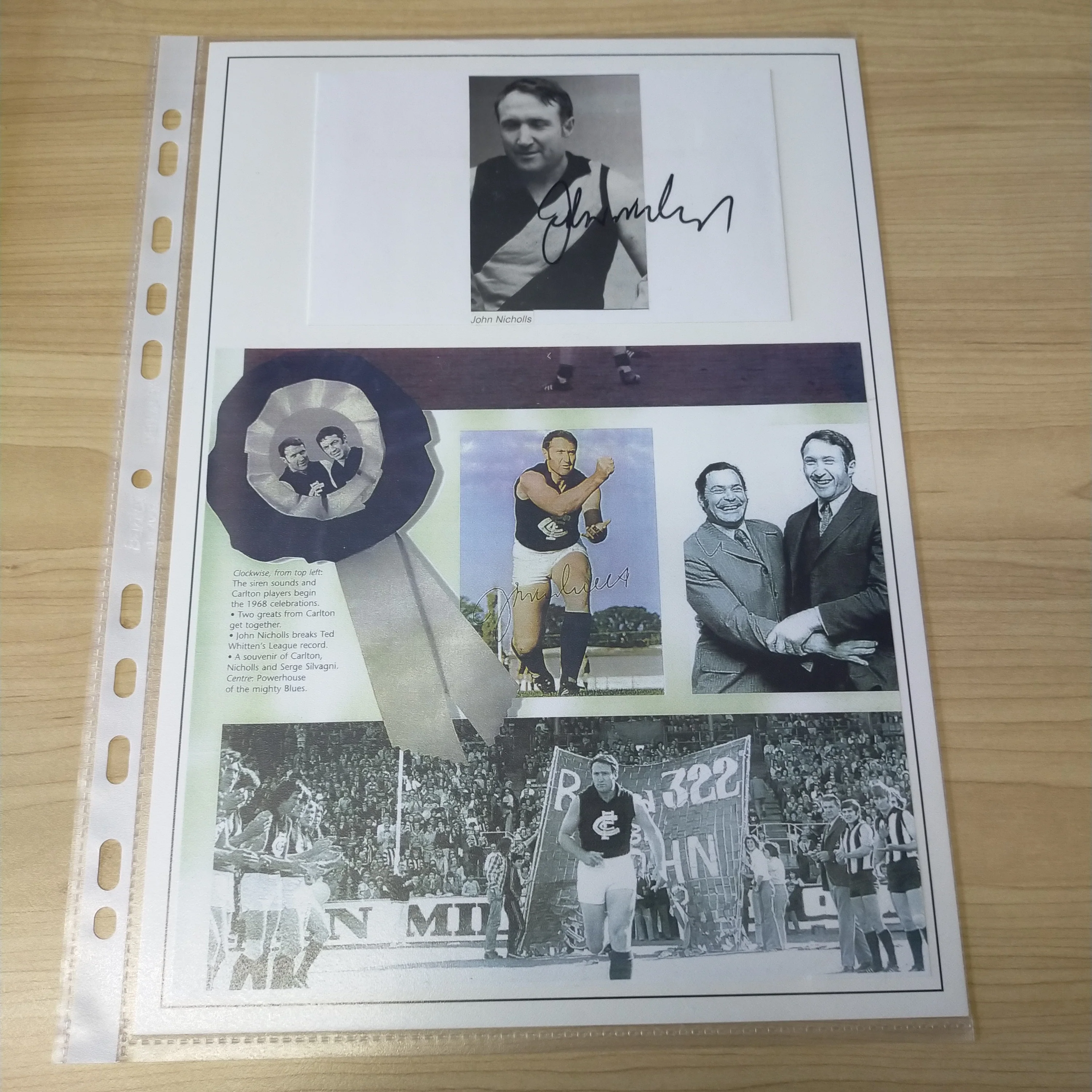 AFL VFL Carlton Player Signature John Nicholls