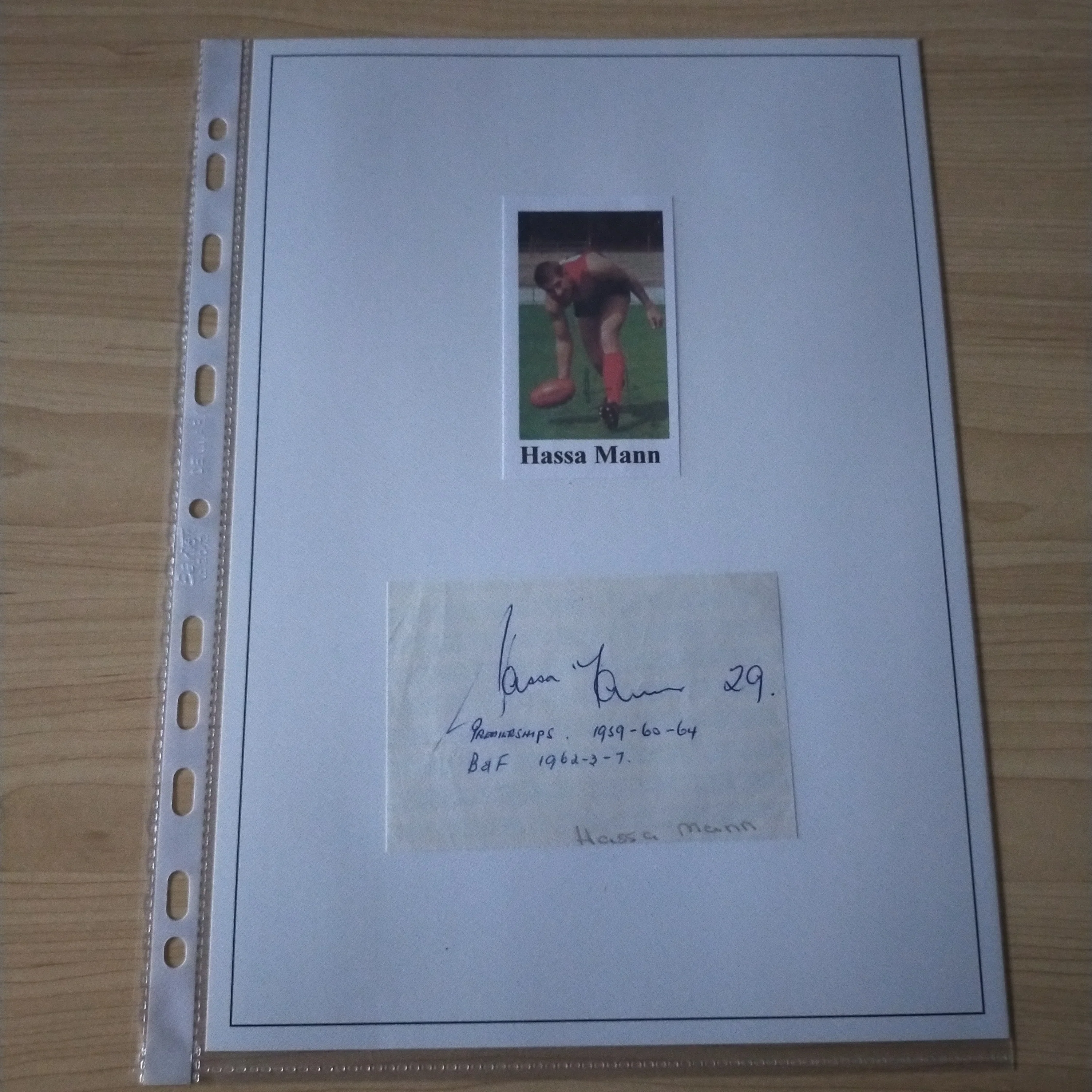 AFL VFL Melbourne Player Signature Hassa Mann