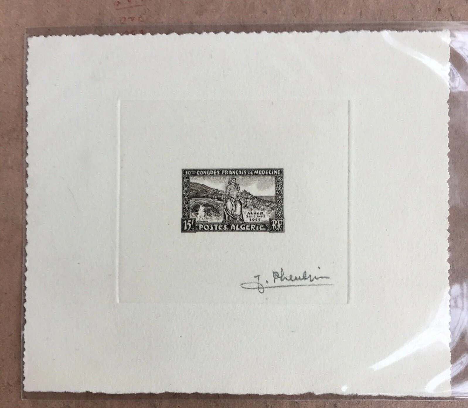 Algeria 1955 French Medical Congress Artist Signed Die Proof SG352