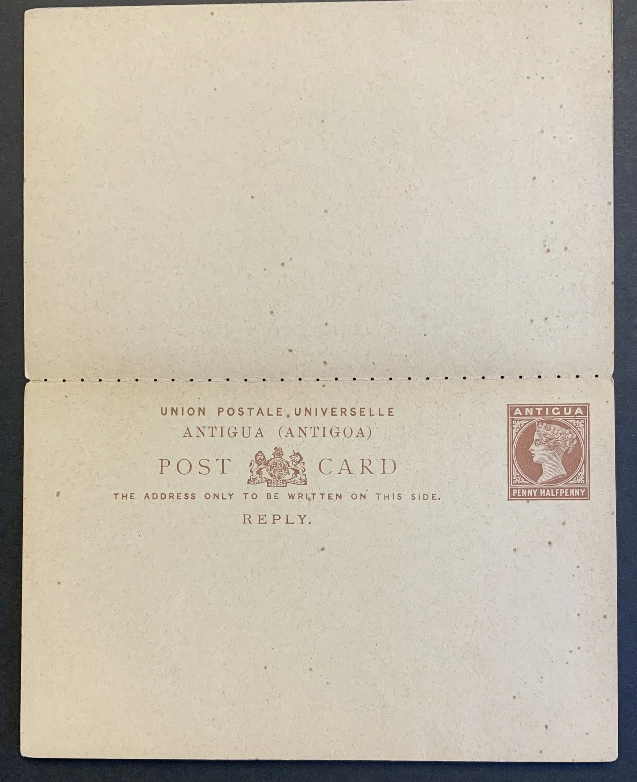Antigua Penny Halfpenny Reply Post Card cancelled May 5 1911 Registered St. John's to Germany - Image 2