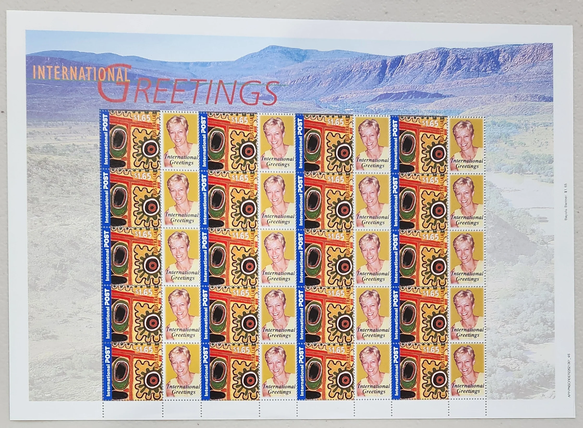 Australia $1.65 Greetings Bayulu Banner Aboriginal Art SES stamp sheet. Limited edition