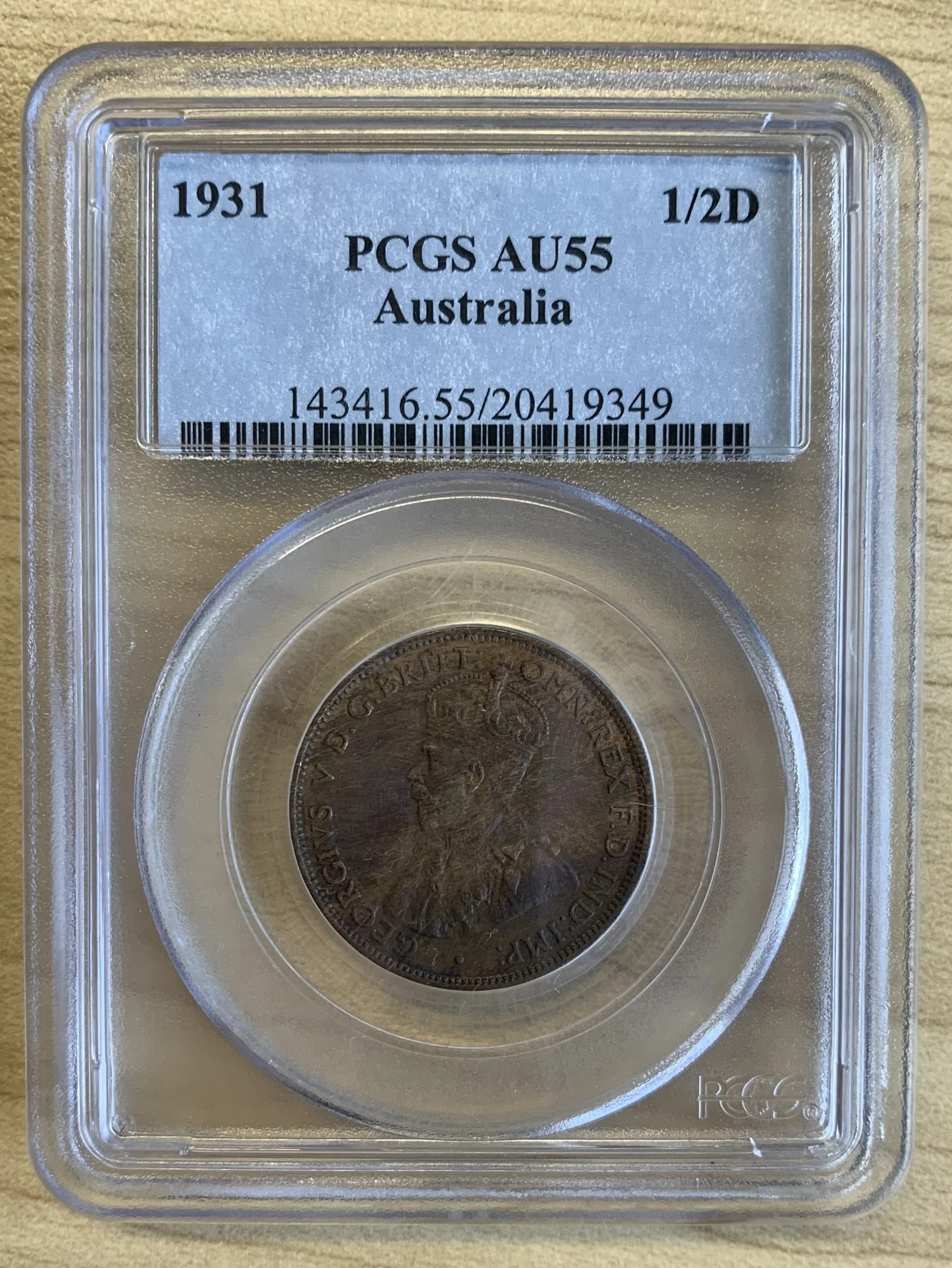 AUSTRALIA 1931 Half Penny ½d PCGS AU55 - Image 2