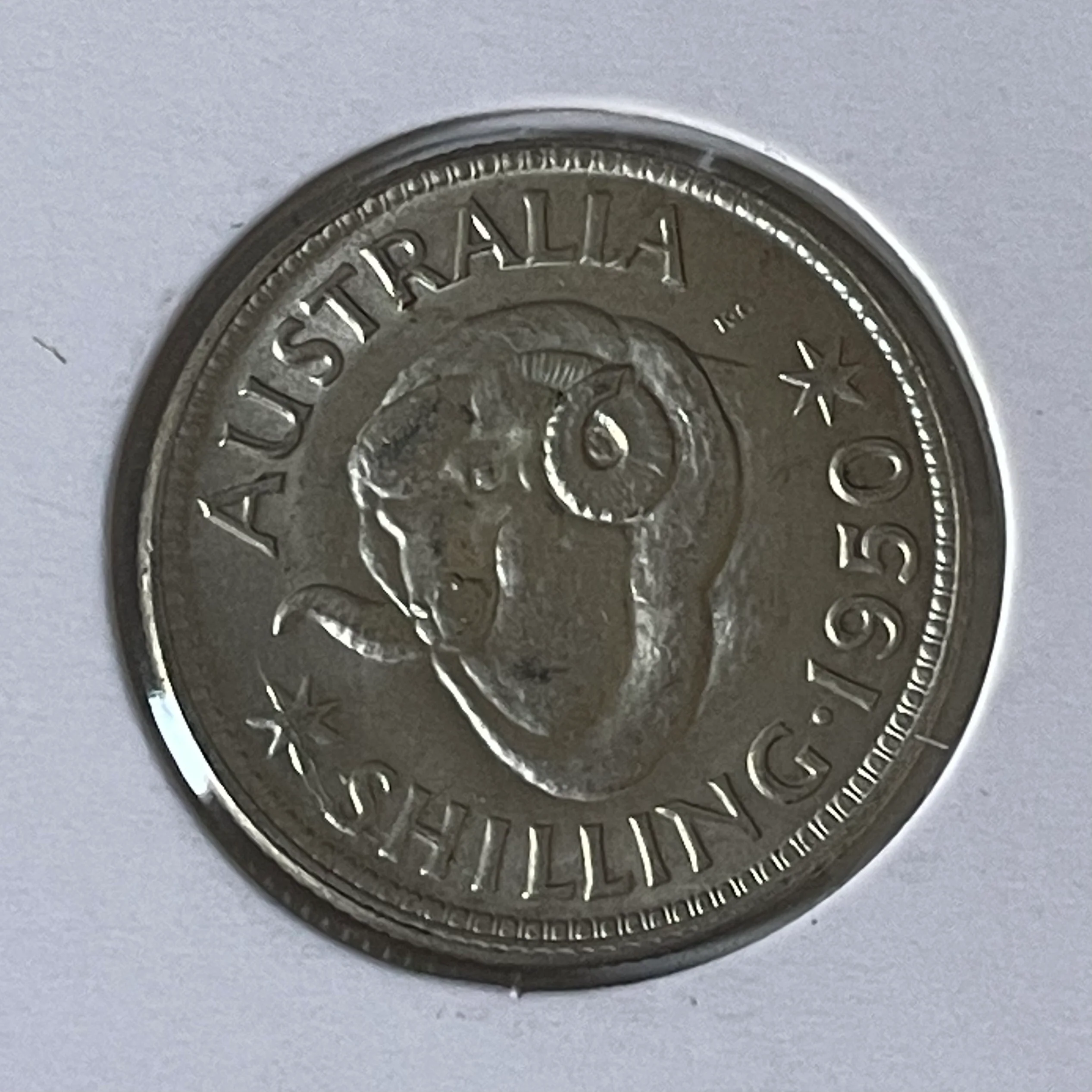 Australia 1950 1/- One Shilling silver coin about Uncirculated
