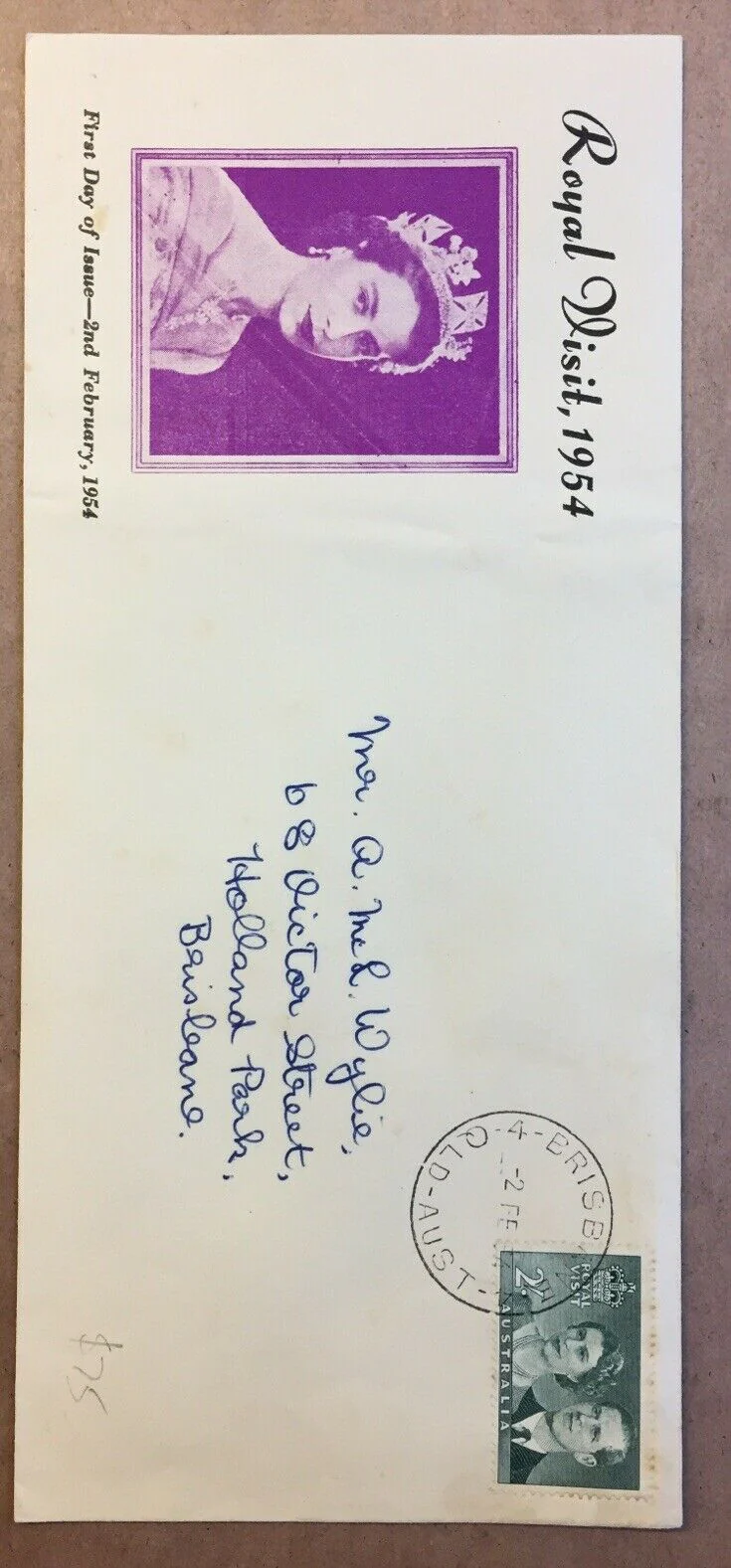 Australia 1954 Royal Visit 2/- on Rare Long Illustrated First Day Cover