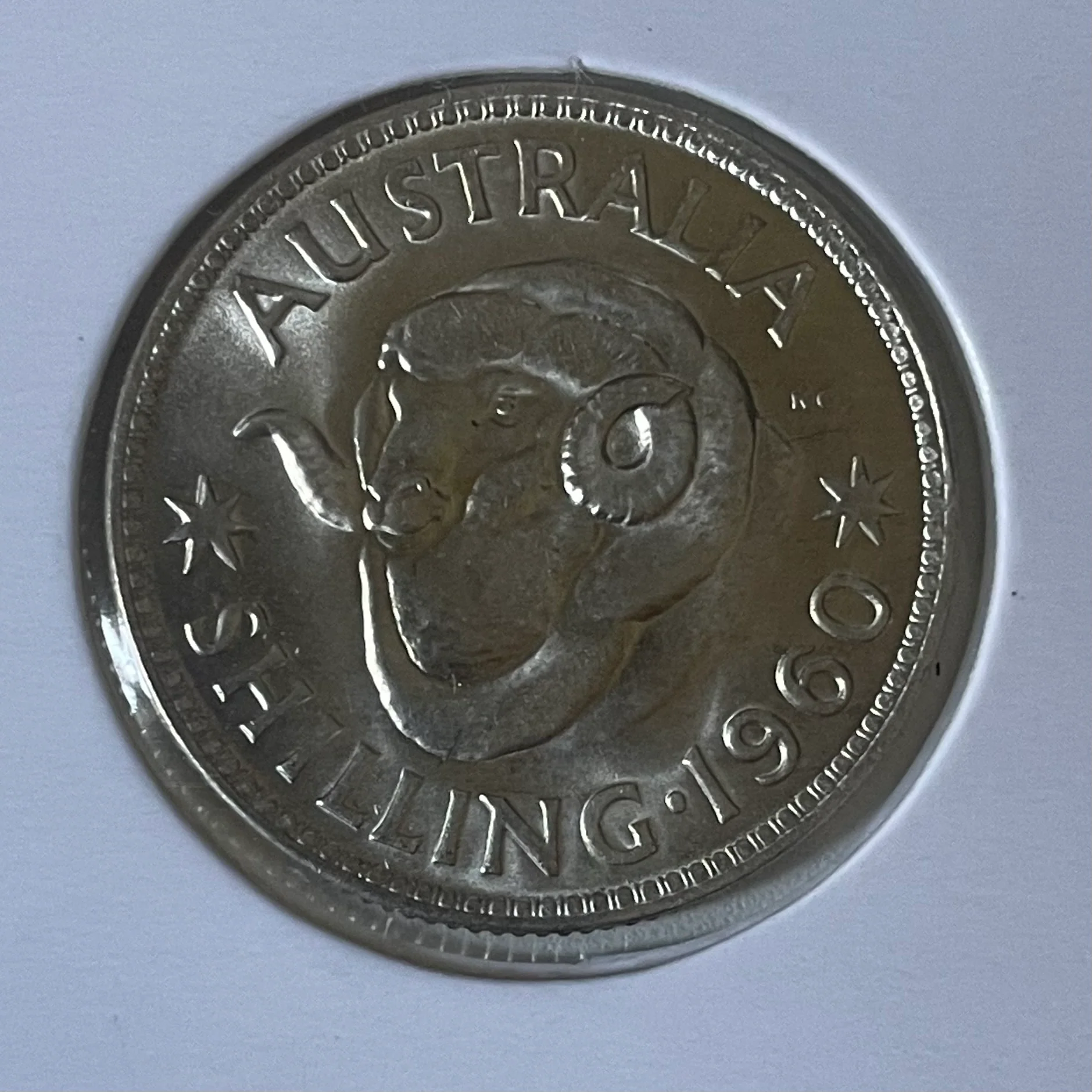 Australia 1960  1/- One Shilling silver coin Uncirculated