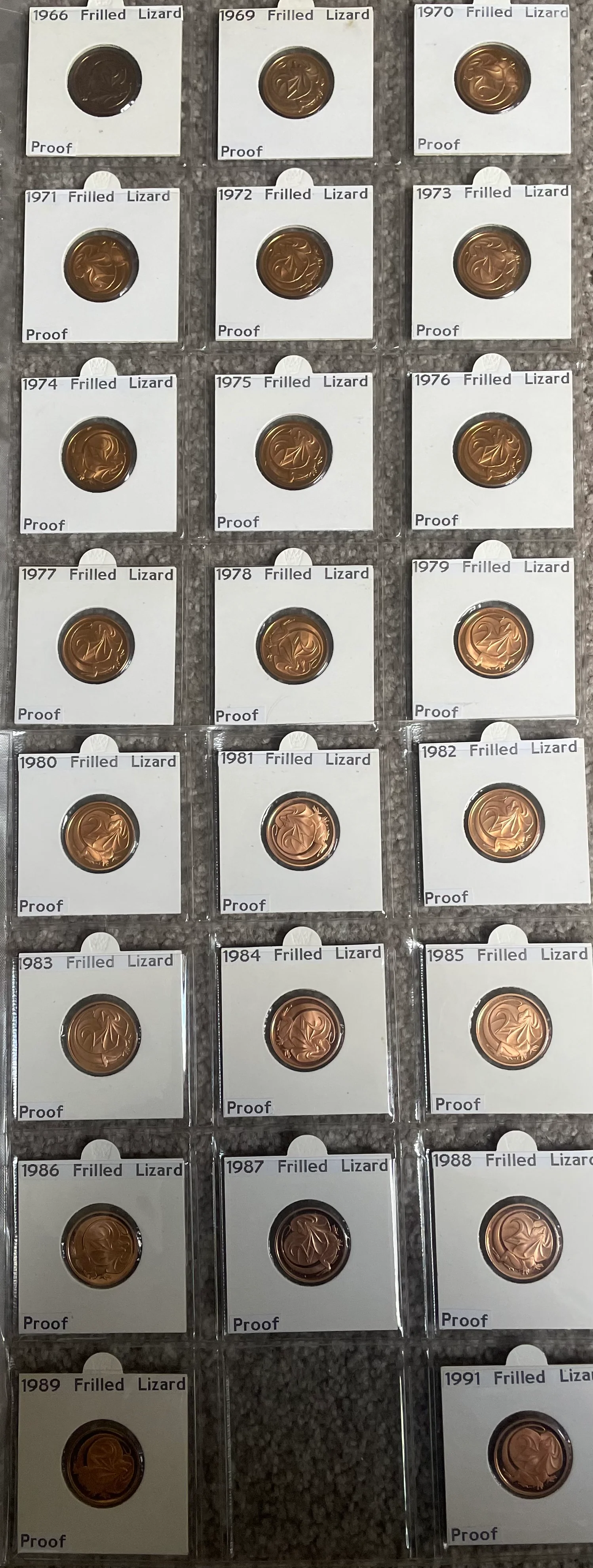 Australia 1966-1991 2c Proof Coin Collection