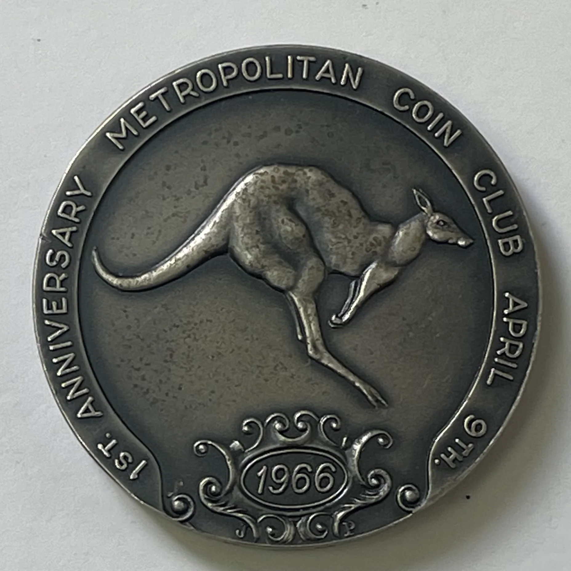 Australia 1966 1st Anniversary Metropolitan Coin Club Medallion