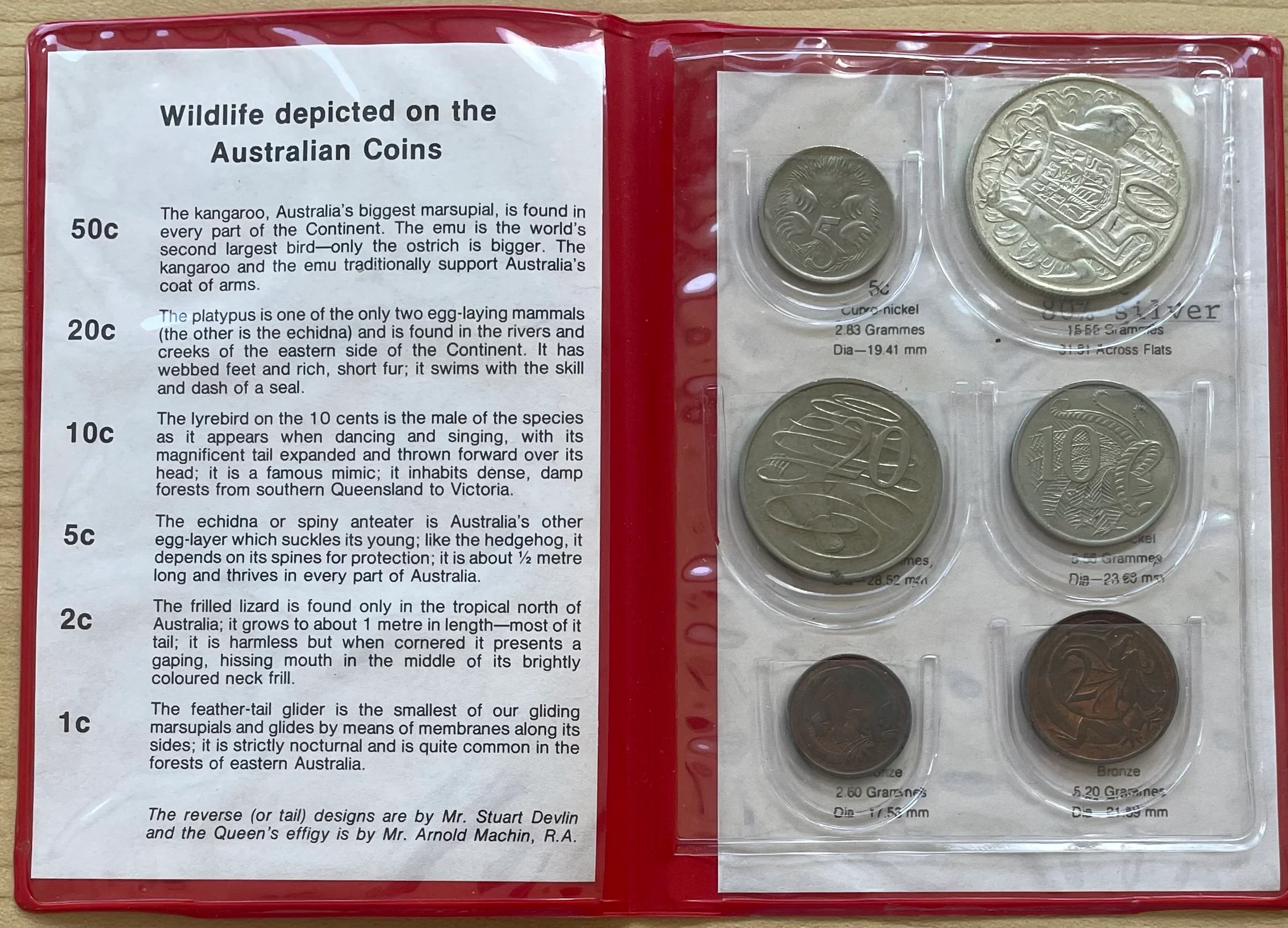 Australia 1966 Uncirculated Coin Set in unofficial Red wallet
