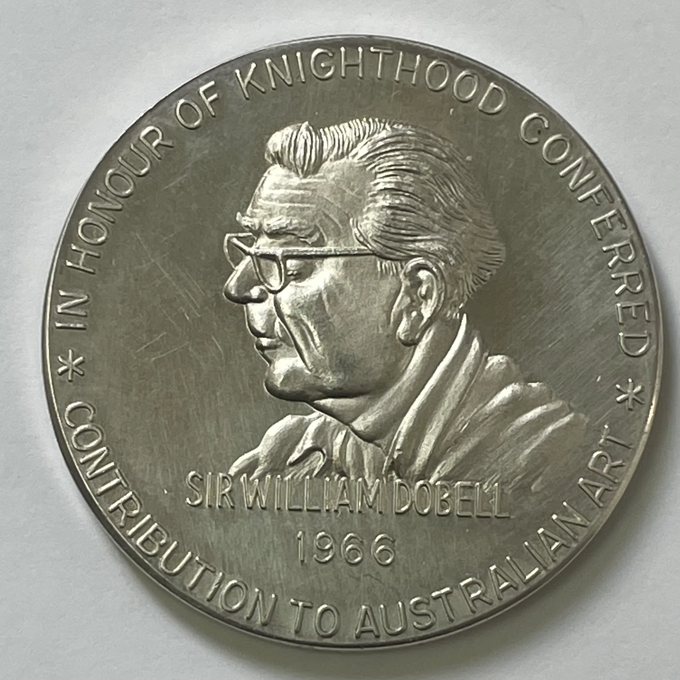 Australia 1966 Sir William Dobell  Newcastle Numismatic Society Silver Medallion
