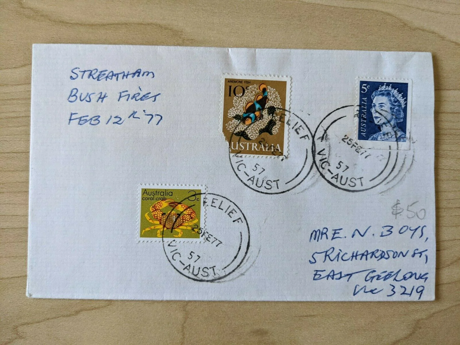 Australia 1977 Bushfire Disaster Mail, Streatham PO destroyed, Relief Cancel