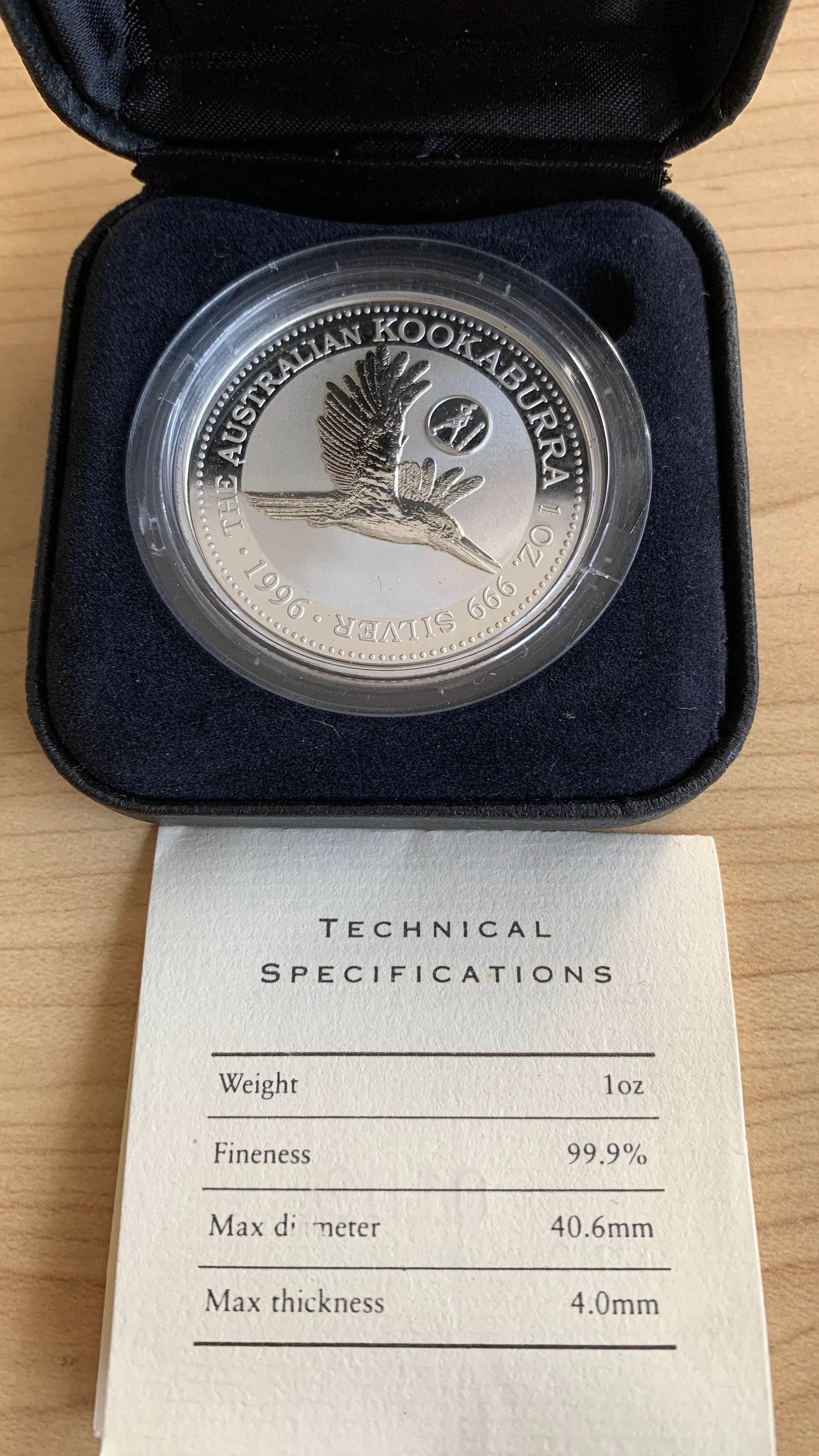 Australia 1996 Perth Mint $1 Kookaburra "Greece" Privy Mark 1oz .999 Silver Coin