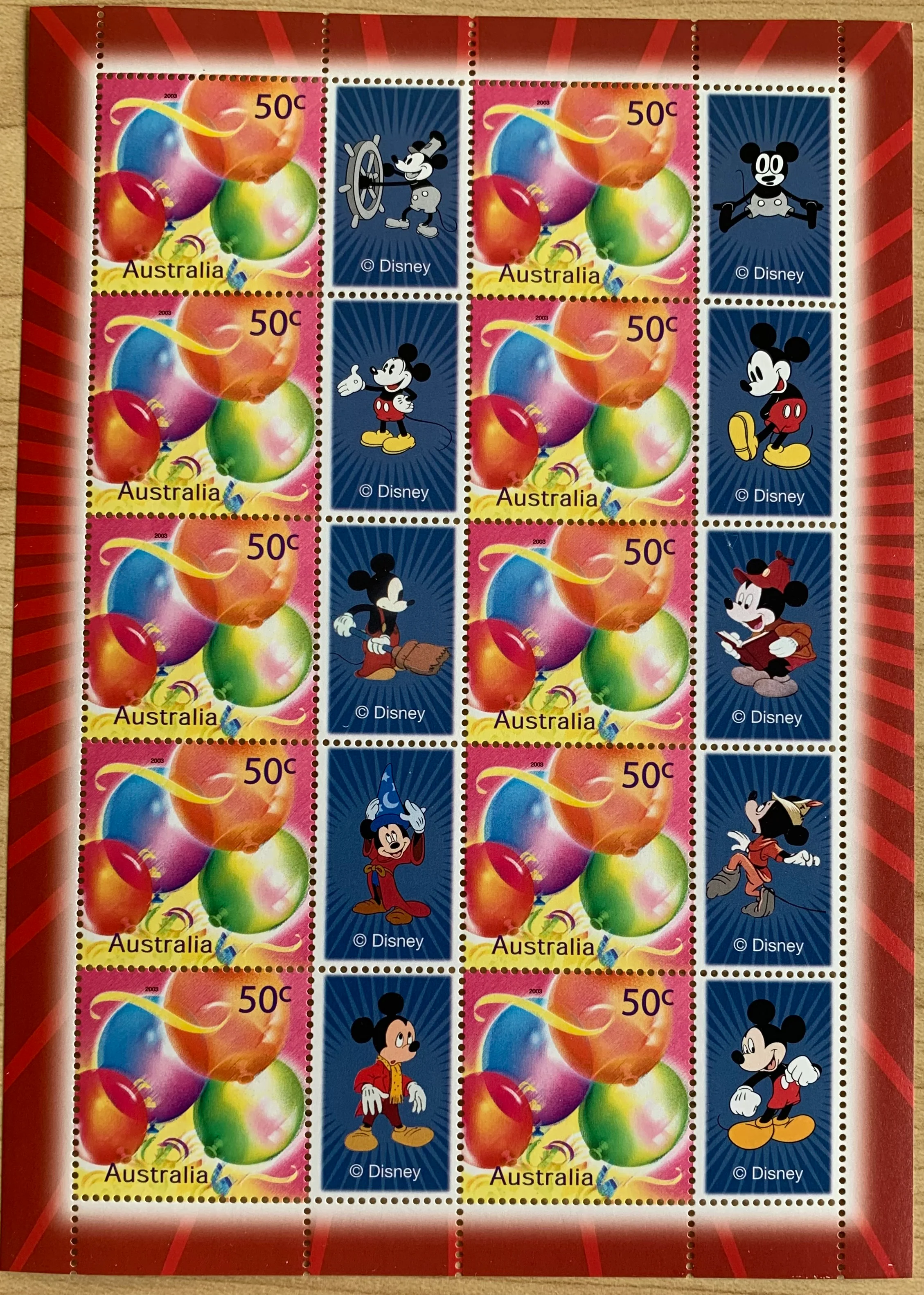 Australia 2004 50c Celebrate Donald Duck - 75 years of fun. SES stamp sheet. Limited edition