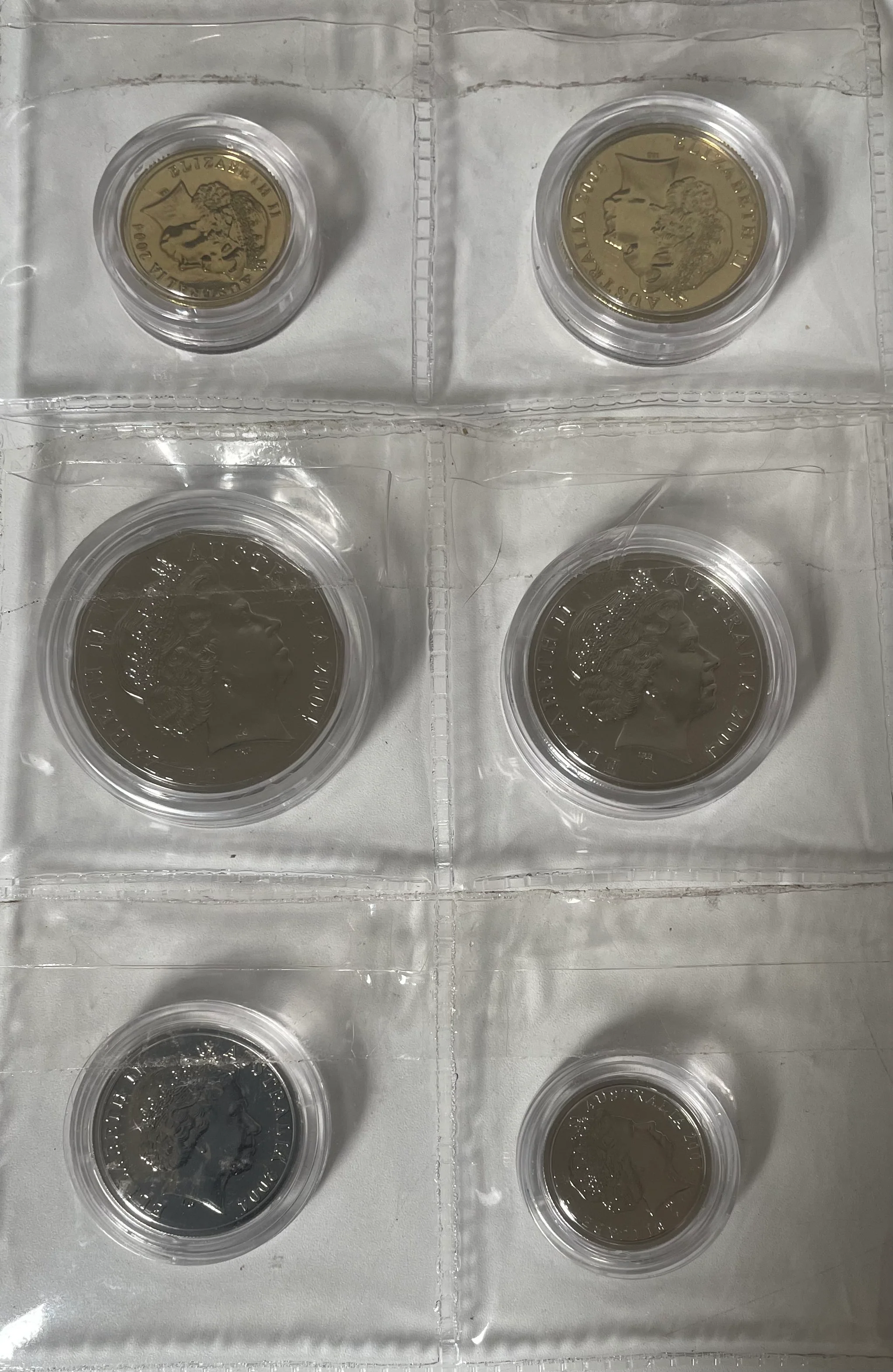 Australia 2004 5c, 10c, 20c, 50c, One Dollar $1 & $2 Two Dollar uncirculated set coins