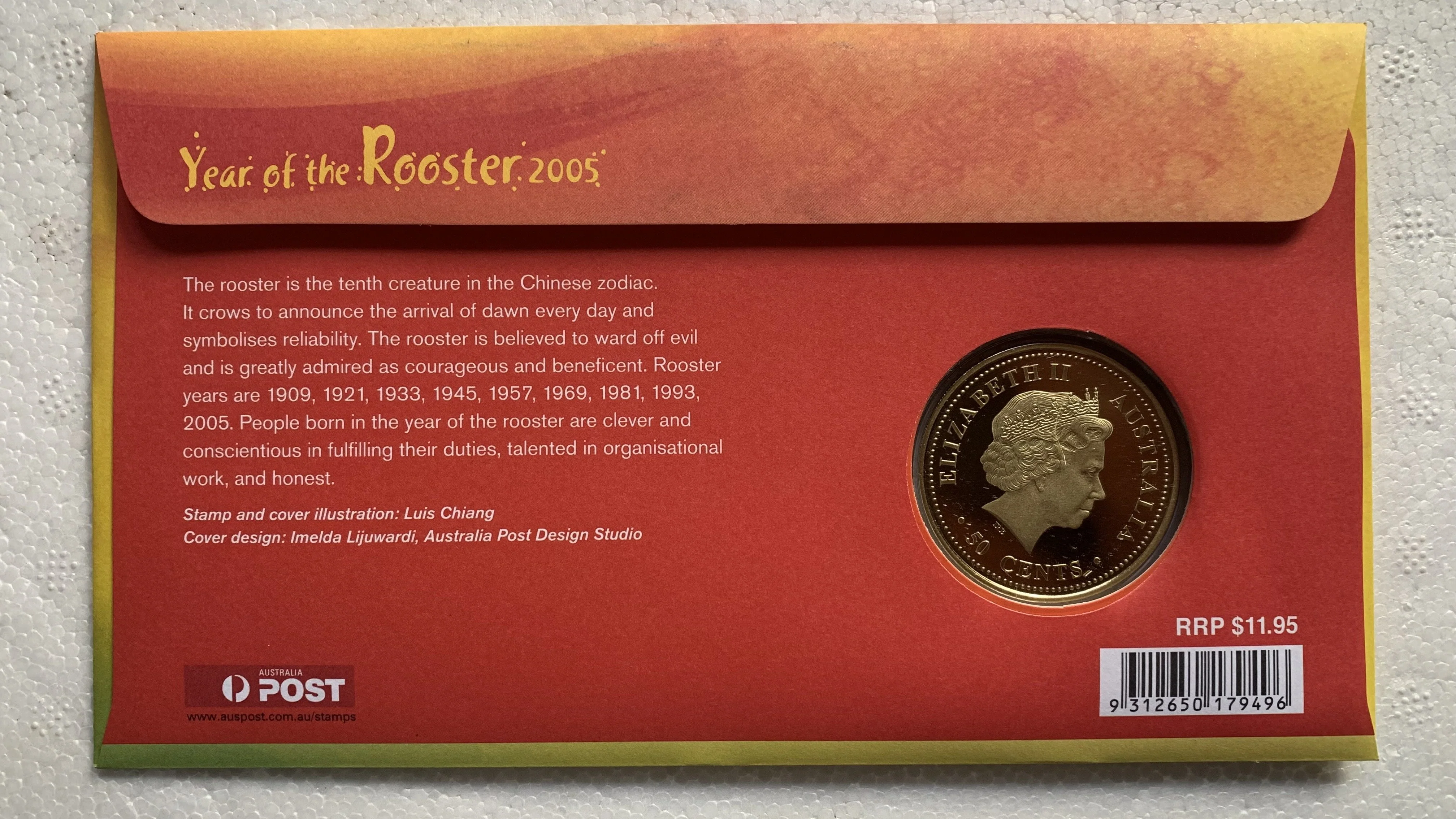 Australia 2005 Fifty Cents 50c Chinese Lunar New Year of the Rooster 50c PNC - Image 2