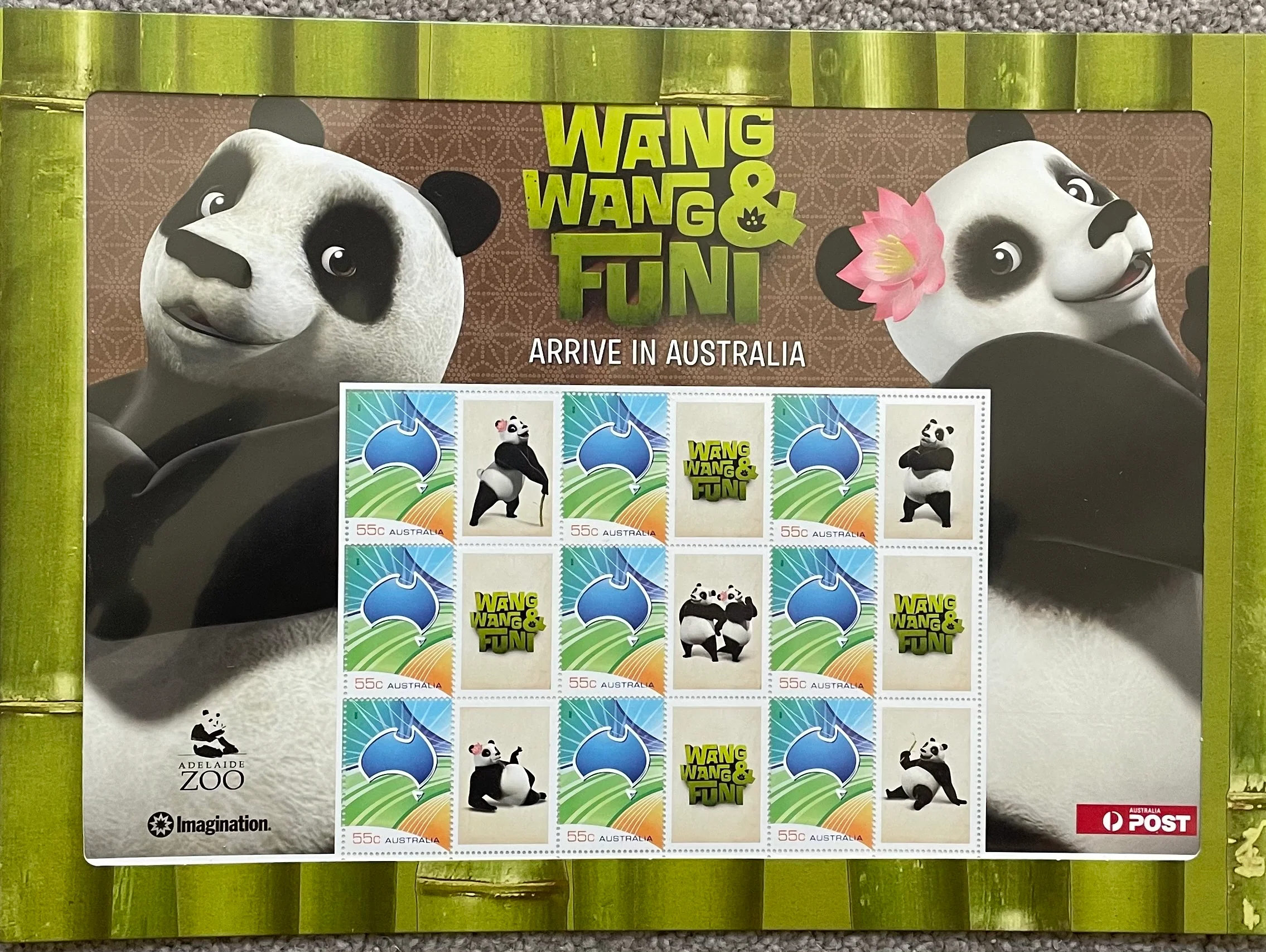 Australia 2008 55c Adelaide Zoo Wang Wang & Funi Panda SES Stamp Sheet. Limited edition