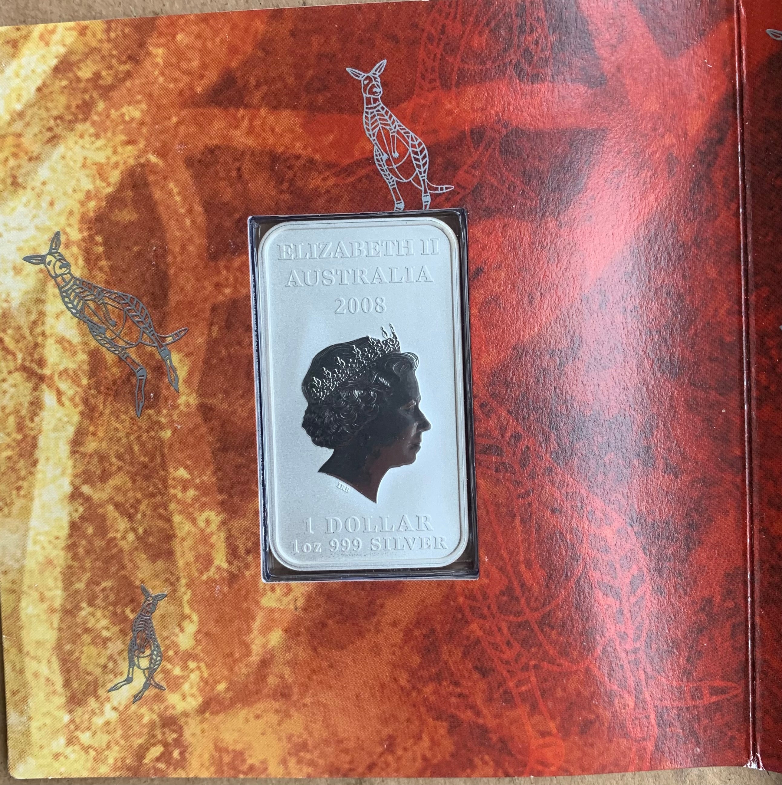 Australia 2008 Perth Mint $1 Kangaroo Dreaming 1oz Silver Square Coin - Image 2