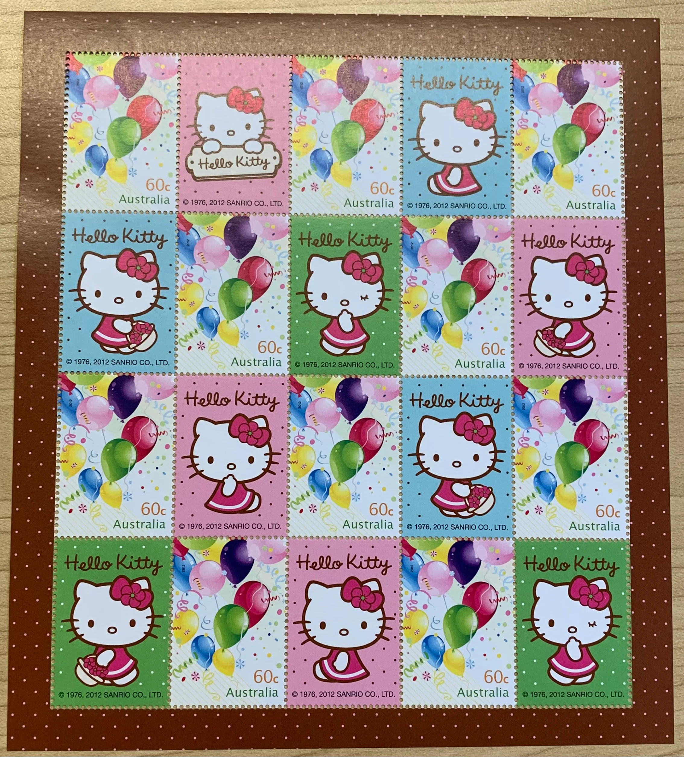 Australia 2012 60c Hello Kitty SES Stamp Sheet of 10. Limited Edition