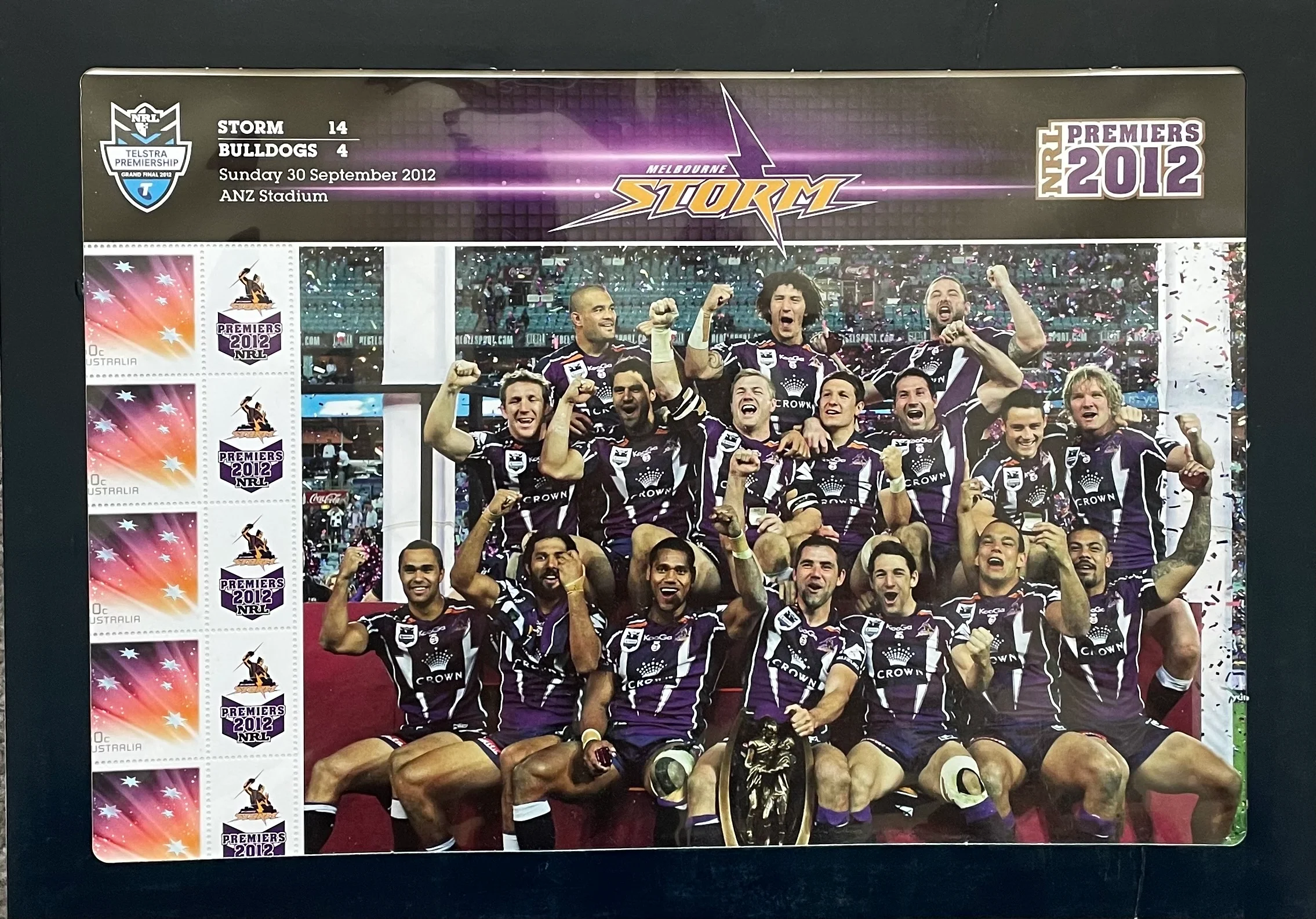 Australia 2012 60c Melbourne Storm NRL Rugby Premiers SES Stamp Sheet. Limited edition