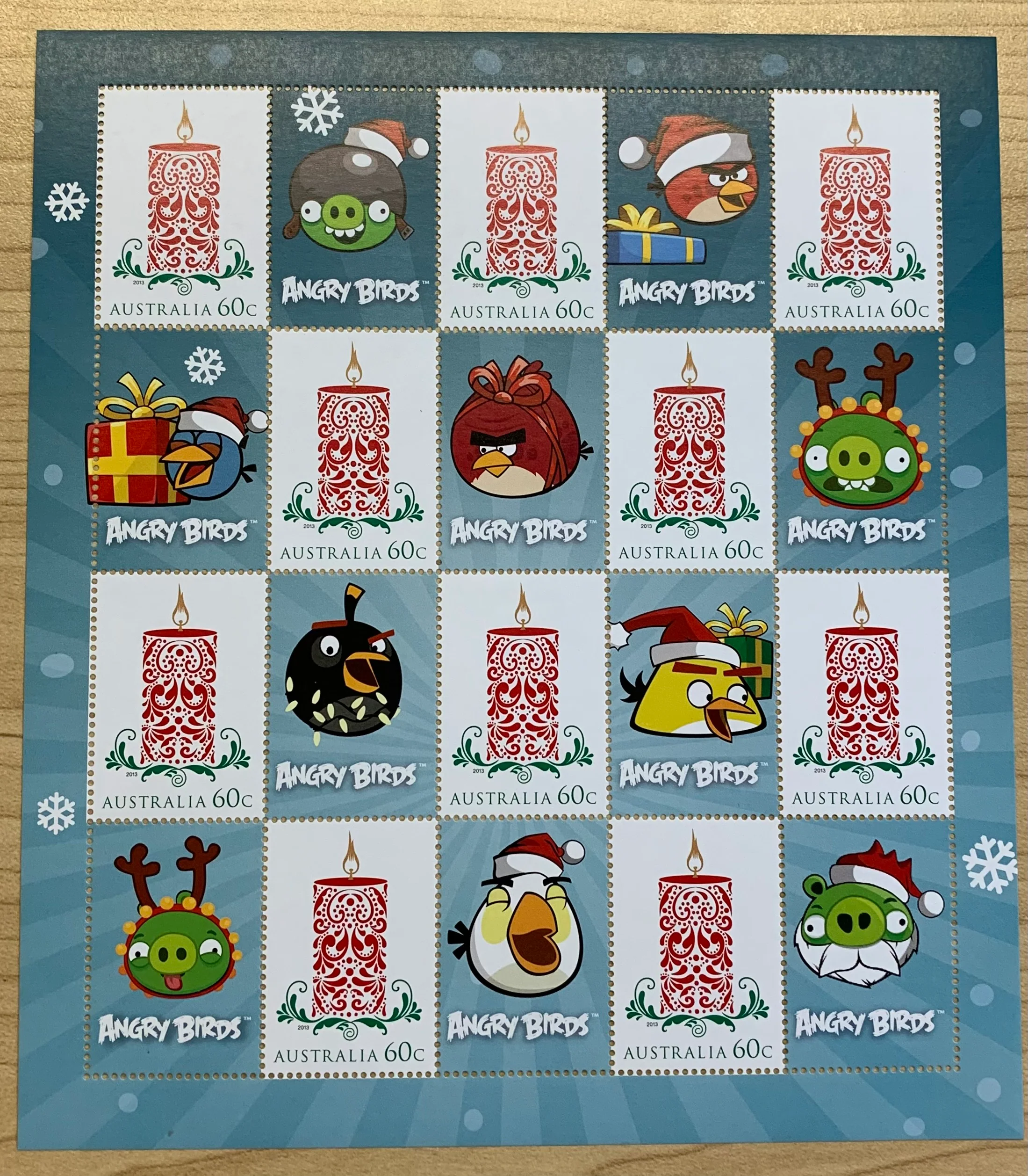 Australia 2013 60c Angry Birds SES Stamp Sheet of 10.  Limited Edition
