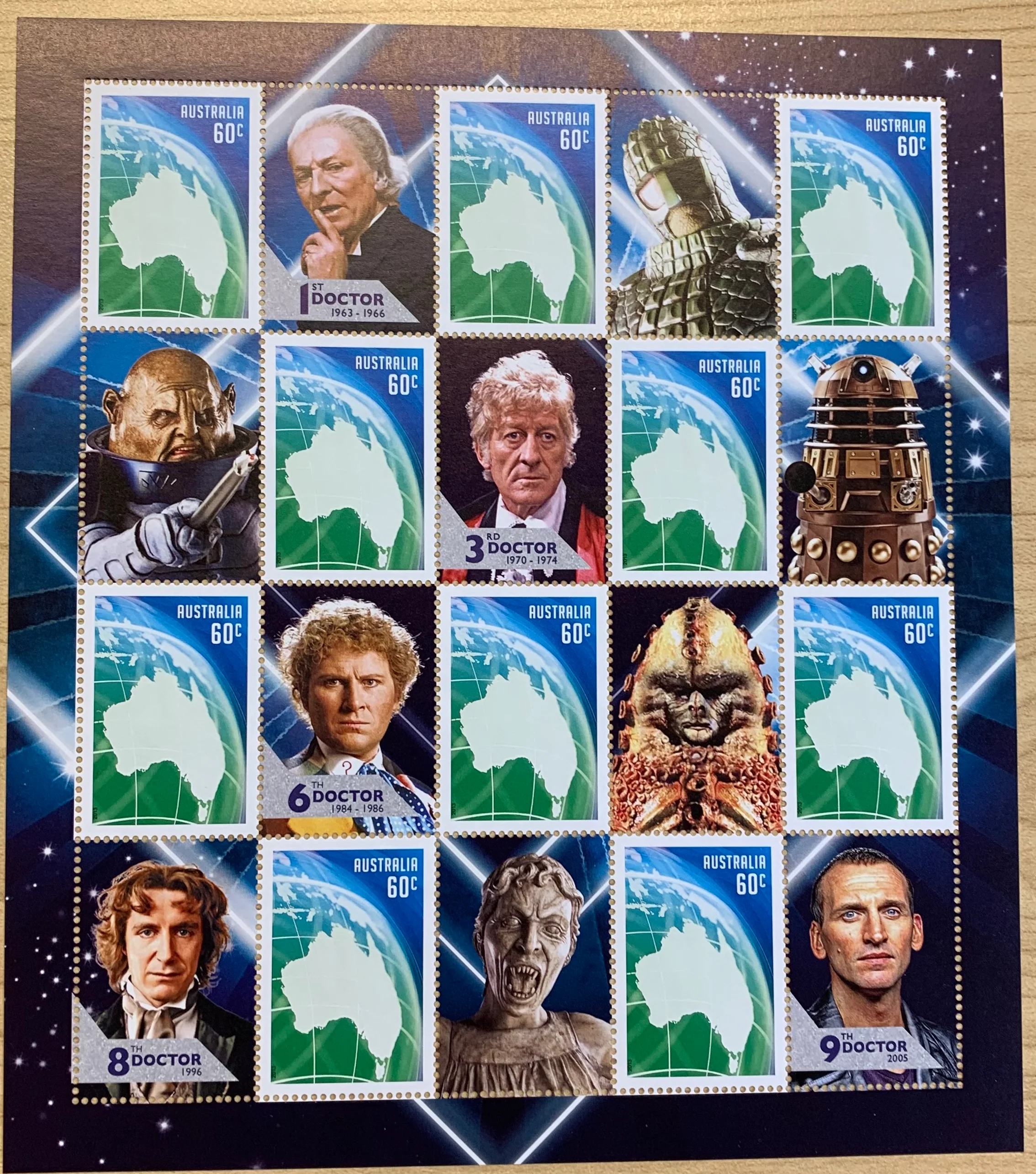 Australia 2013 60c 50th Anniversary of Doctor Who SES Stamp Sheet of 10. Limited Edition