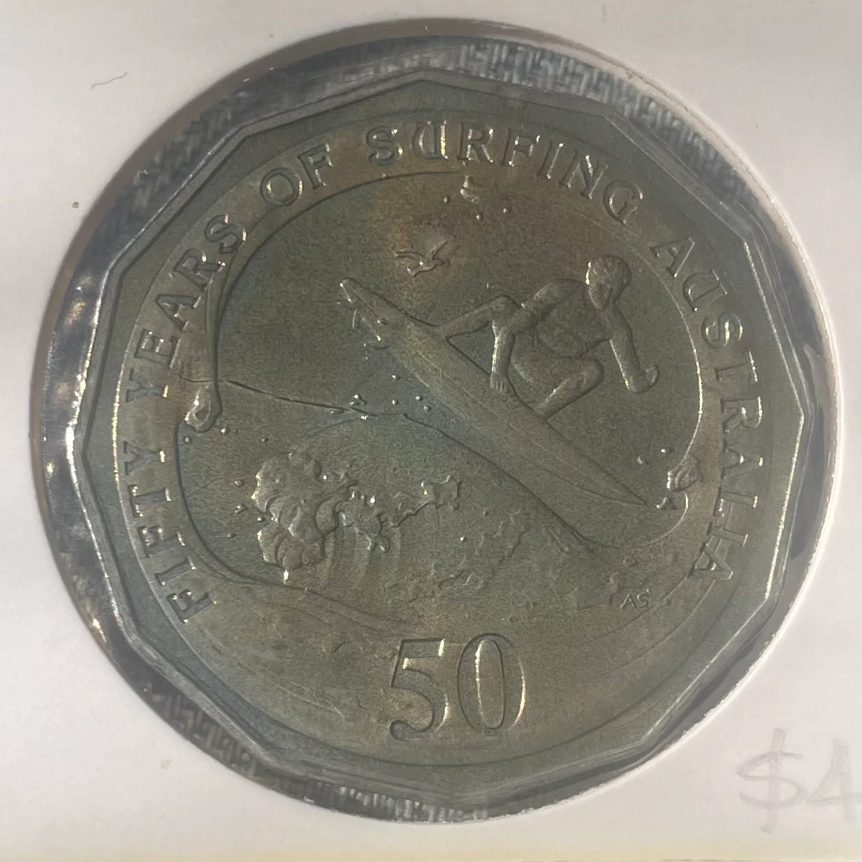 Australia 2013 Fifty Cents 50c Surfing Uncirculated Coin in 2x2 mount